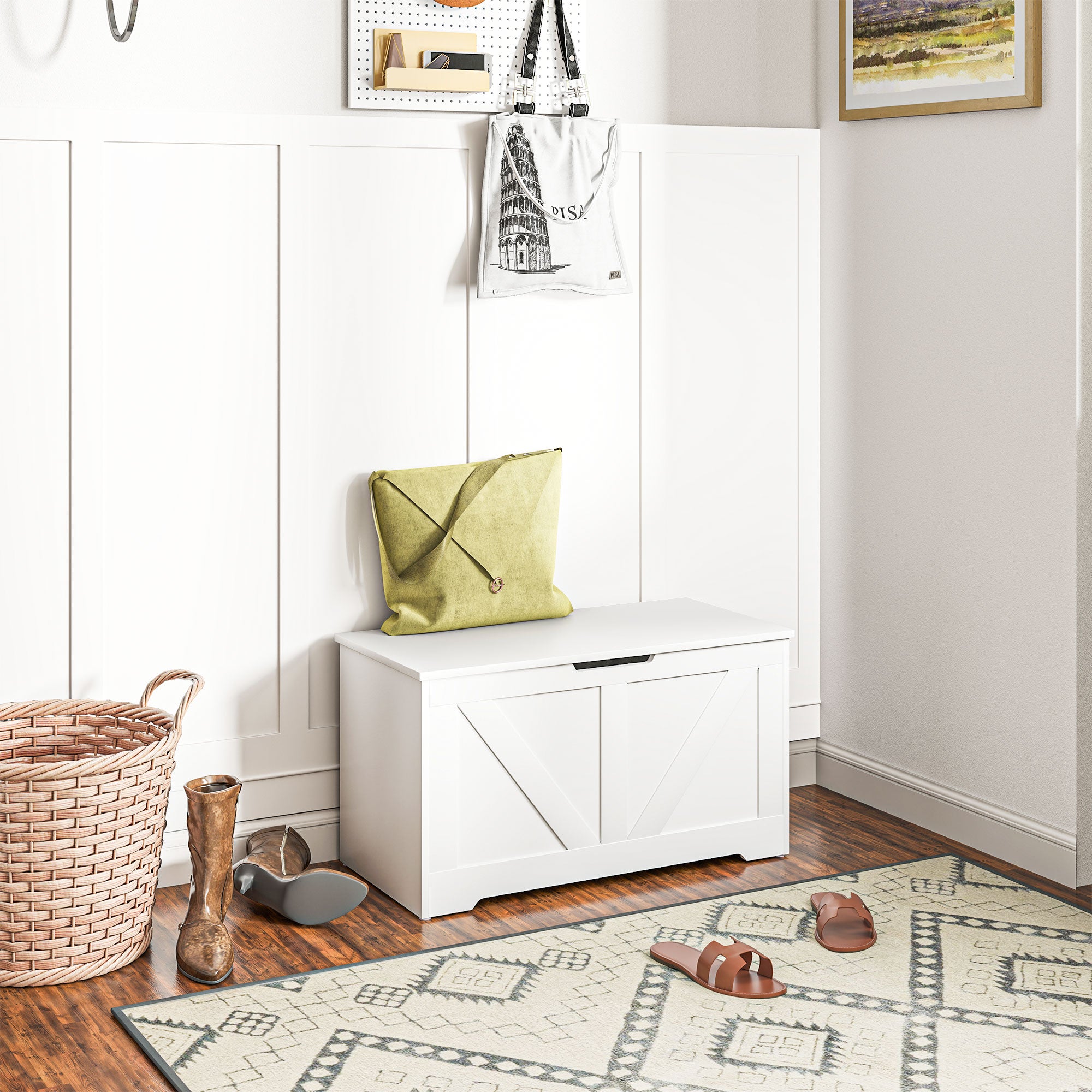 Baú de Armazenamento – 80x40x45 cm – Branco – Melamina