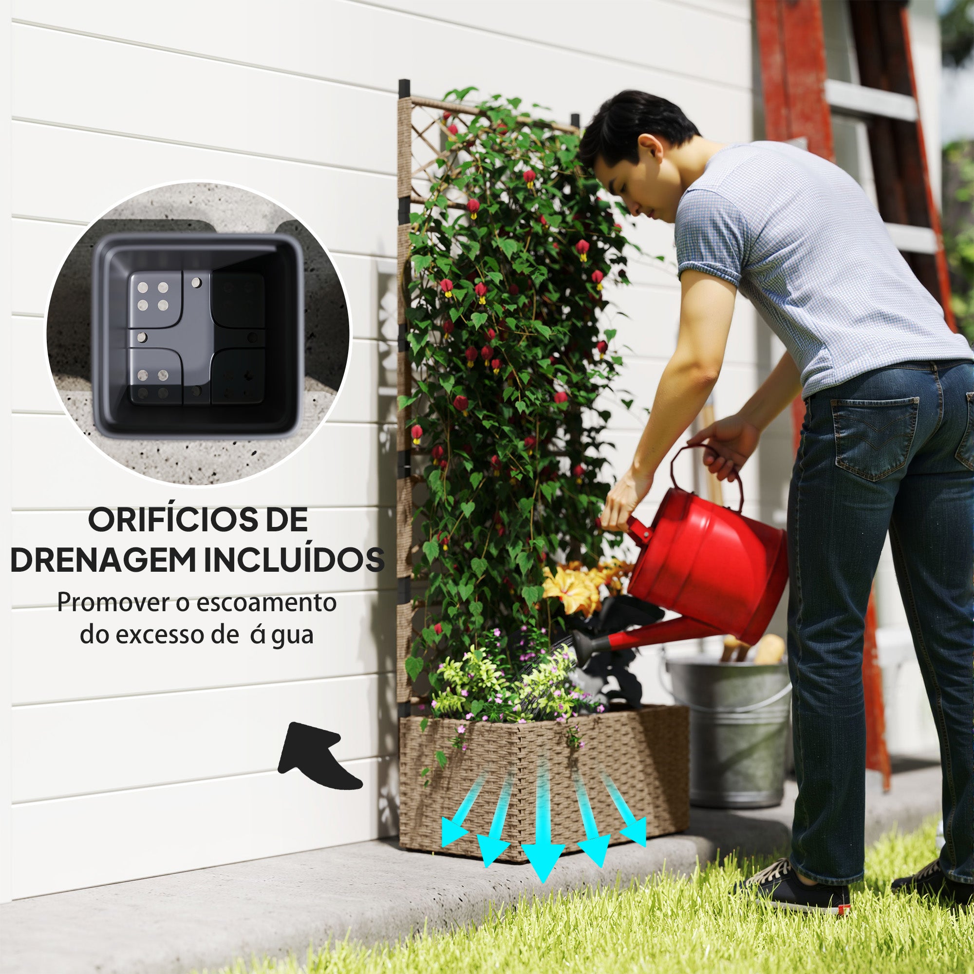 Jardineira com Treliça 57x30x150 cm Cor de Madeira Natural