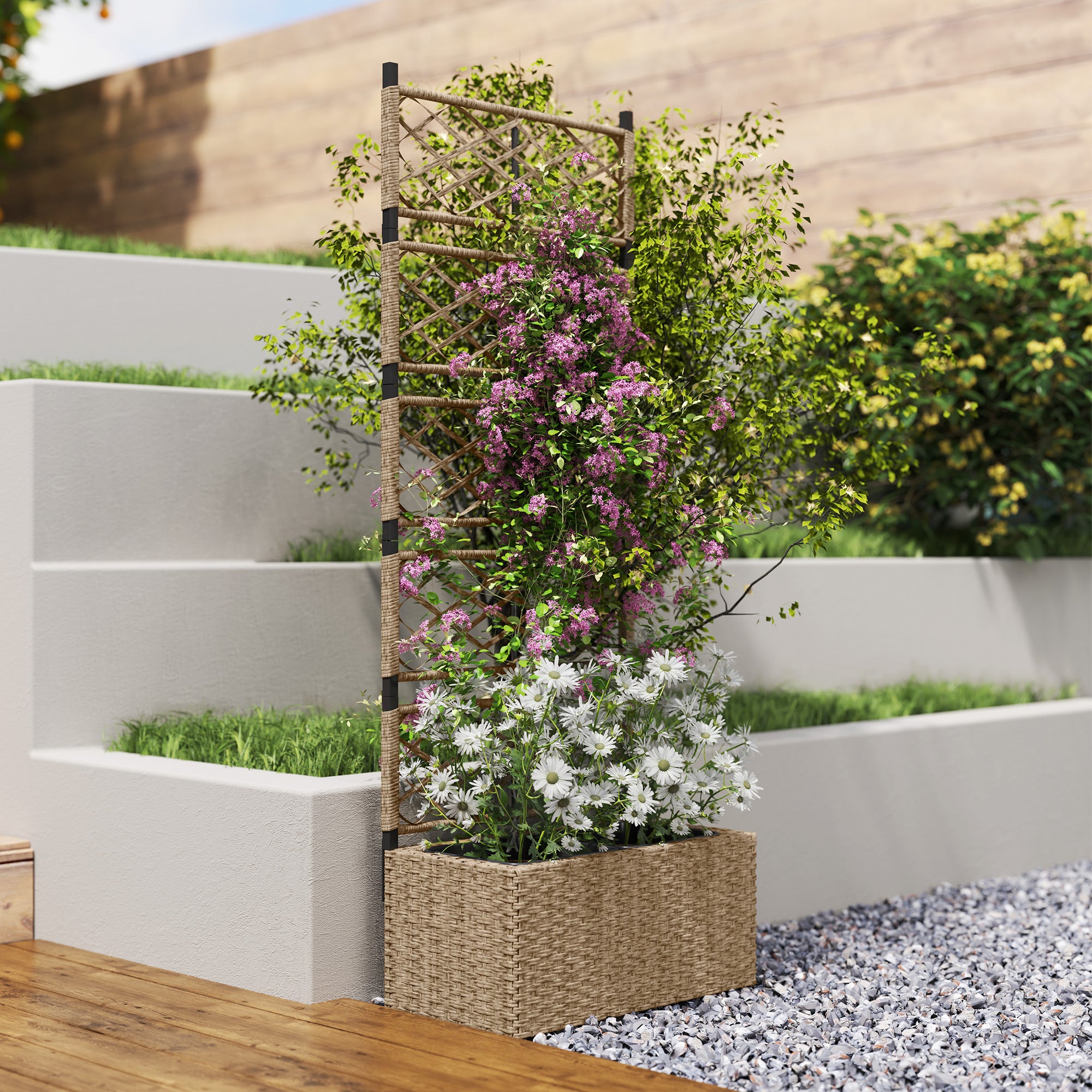 Jardineira com Treliça 57x30x150 cm Cor de Madeira Natural