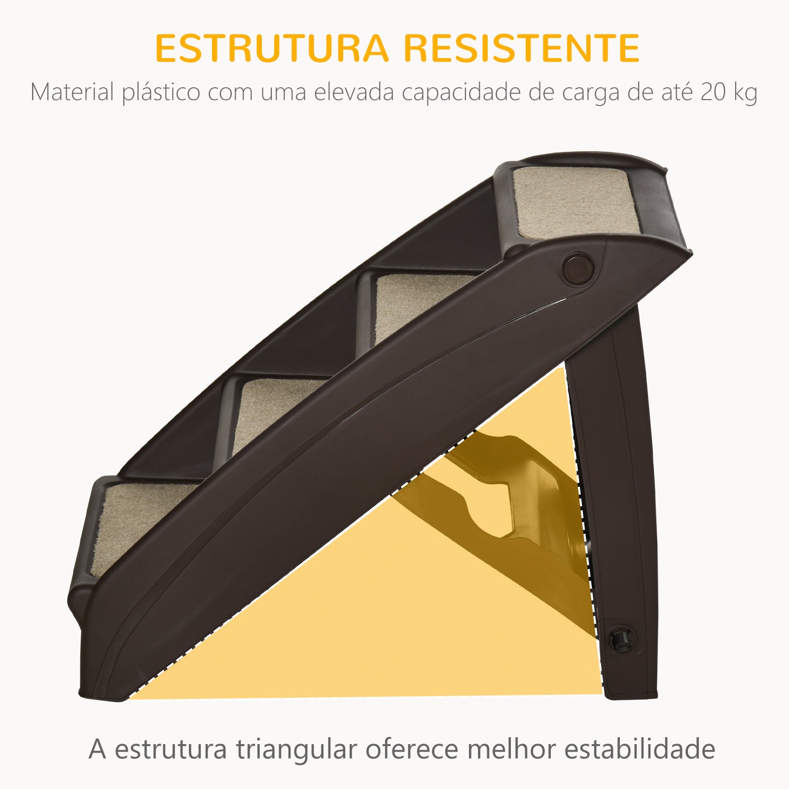 Escada Dobrável para Animais de Estimação 62x38x49,5cm - Marrom Escuro