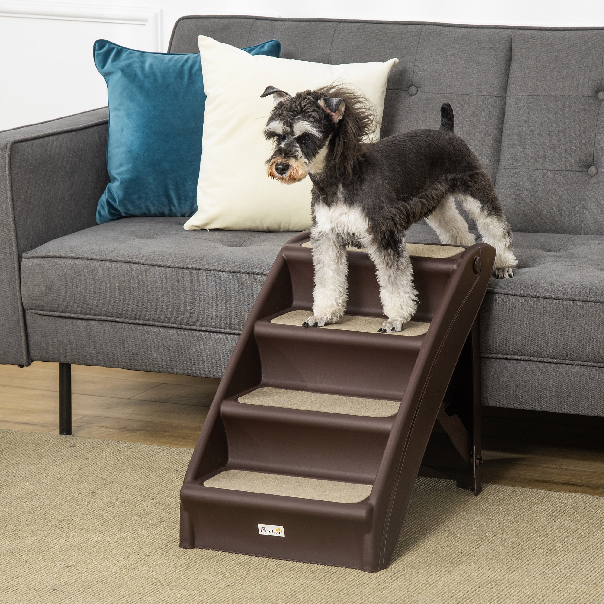 Escada Dobrável para Animais de Estimação 62x38x49,5cm - Marrom Escuro