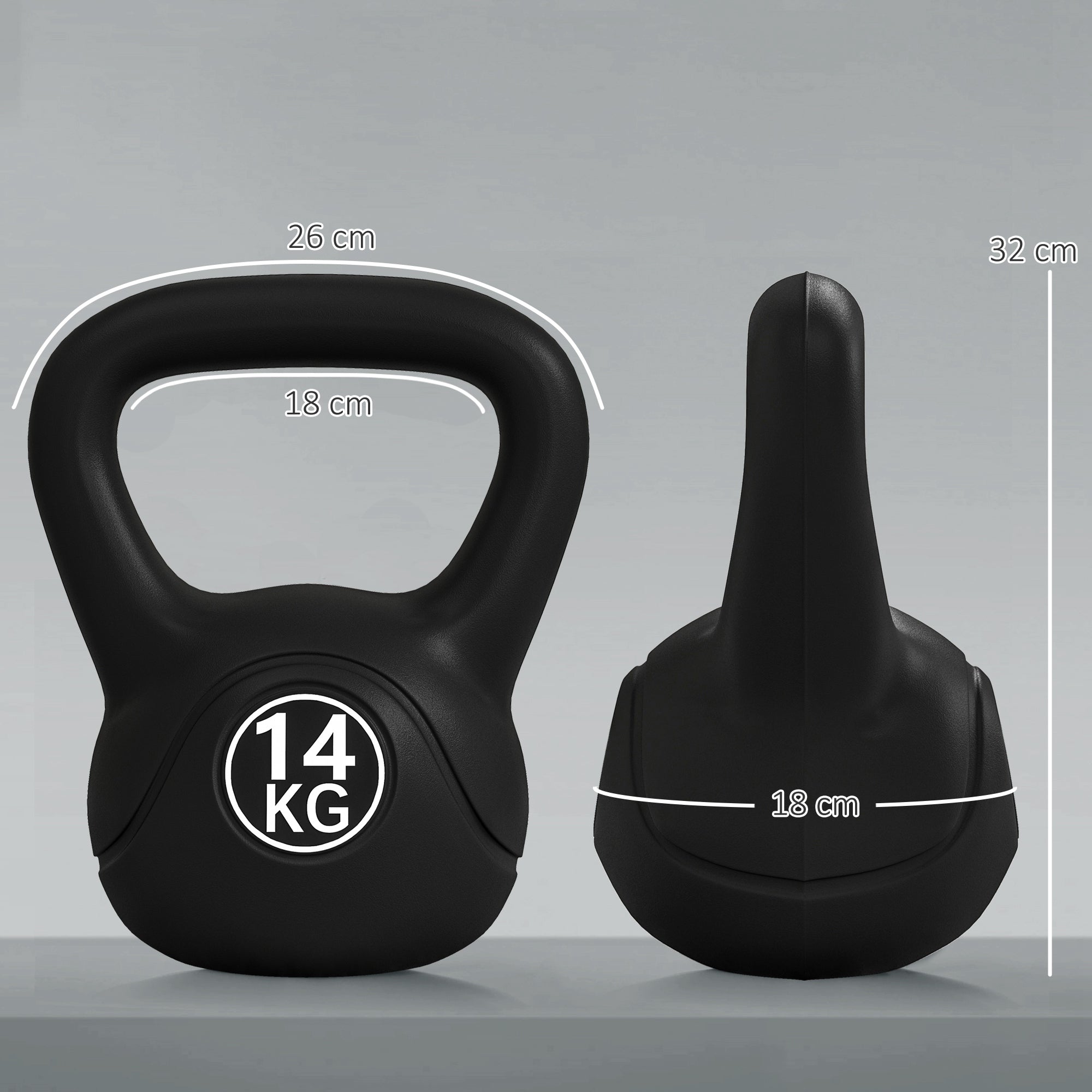 Peso Russo de 14 kg Kettlebell Fitness Preto 26x18x32 cm