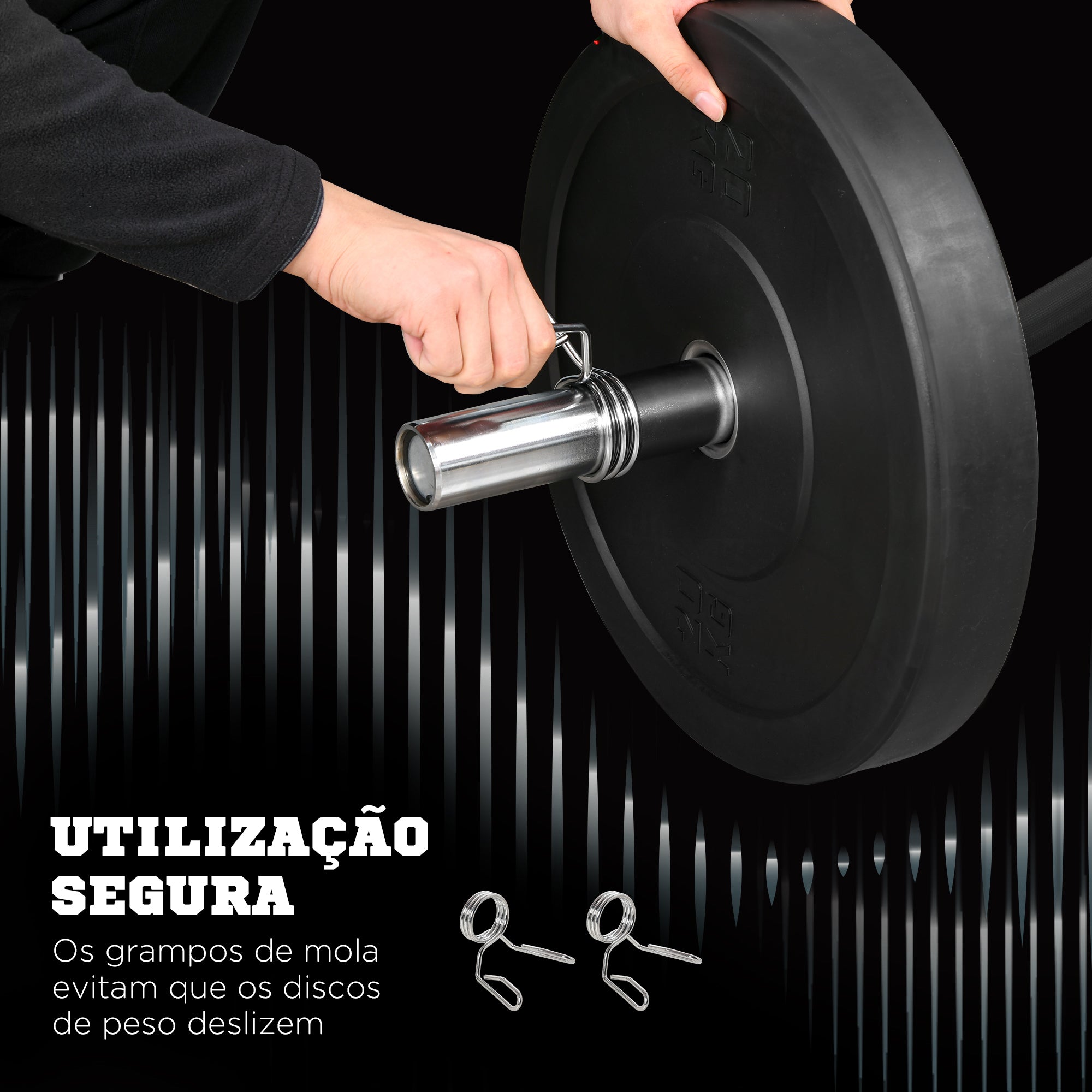 Barra Curl EZ – 120 cm – Prata e Preto – Aço