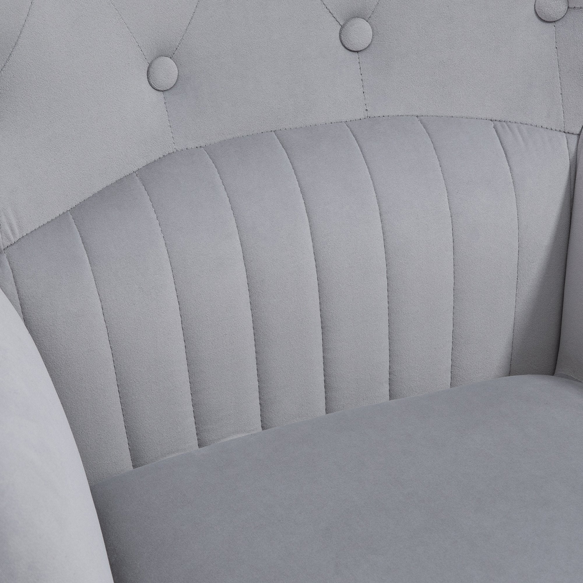 Poltrona Estofada em Veludo – 68x72x103cm – Cinza Claro – 100% Poliéster
