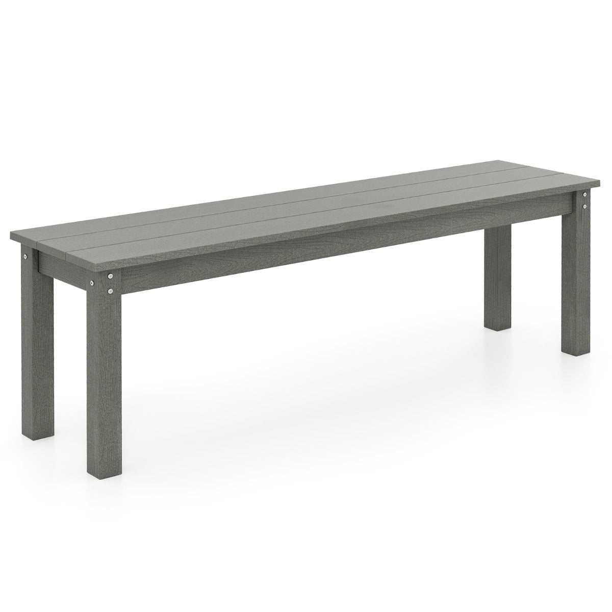 Banco de Jardim HDPE de 140cm para 2-3 Pessoas sem Encosto - Resistente ao Clima - Cinzento