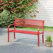 Banco de Jardim para Exterior com 2-3 Lugares e Encosto Decorado e Braços Vermelho