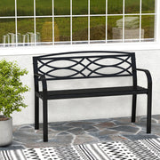 Banco de Jardim de 116 cm para 2 Pessoas em Metal Resistente com Apoios de Braços e Encosto Curvados 49 x 116 x 83 cm