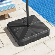 Base Ponderosa para Guarda-Sol com Suporte em Cruz e Pegas Recortadas Suporte Quadrado Portátil para Mastros de 38 mm e 48 mm Preto