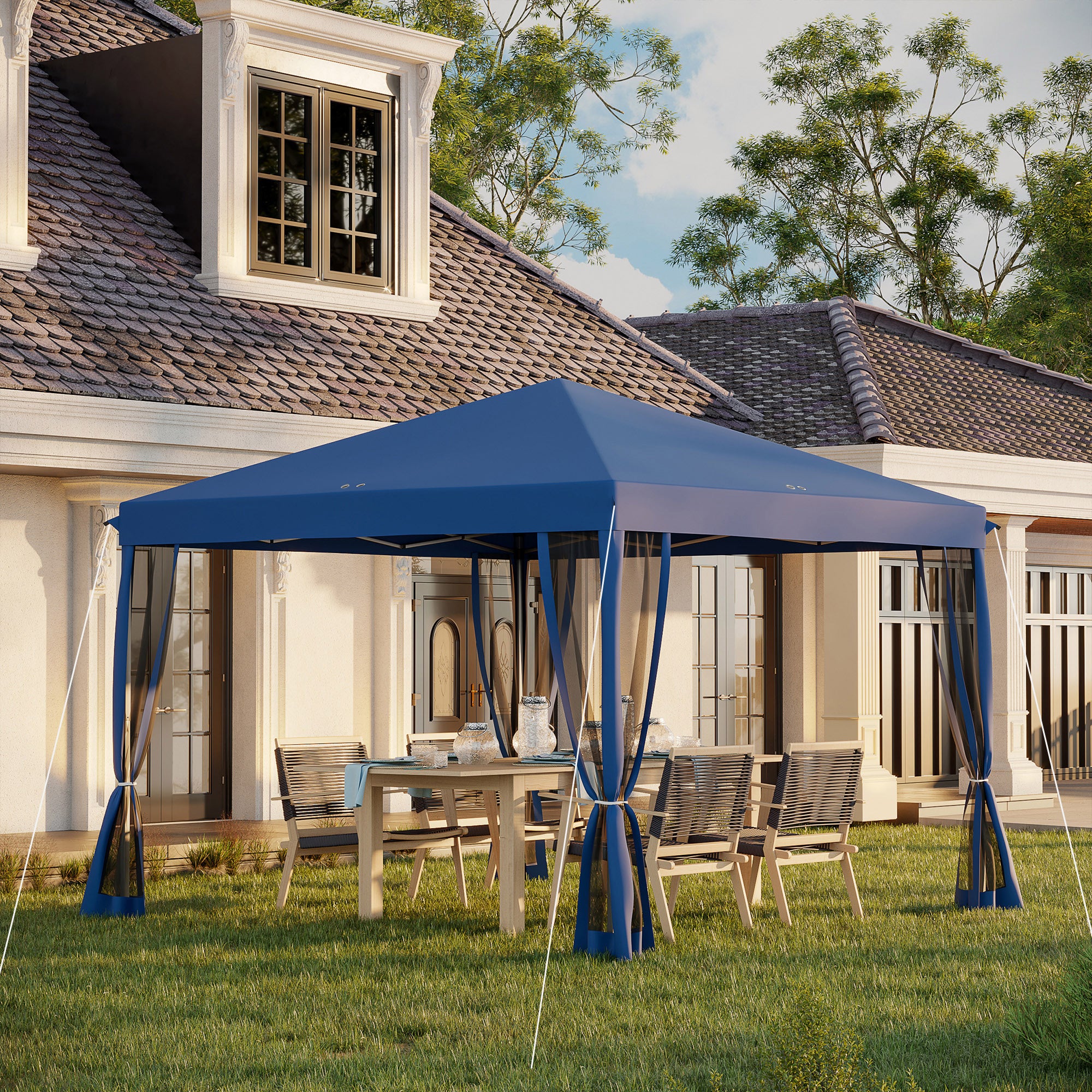 Tenda Dobrável 295x295x260 cm Azul - Proteção UV e Montagem Fácil