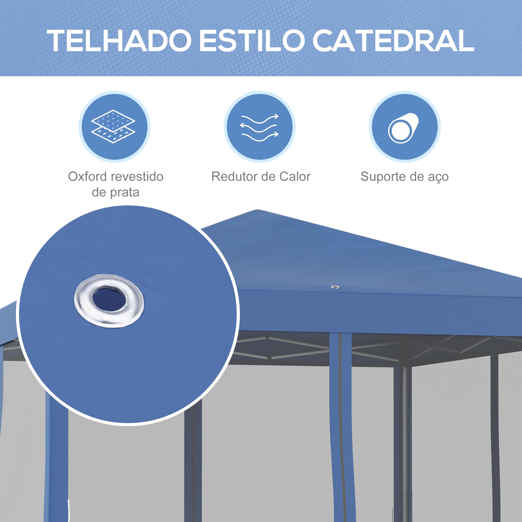 Tenda Dobrável 295x295x260 cm Azul - Proteção UV e Montagem Fácil