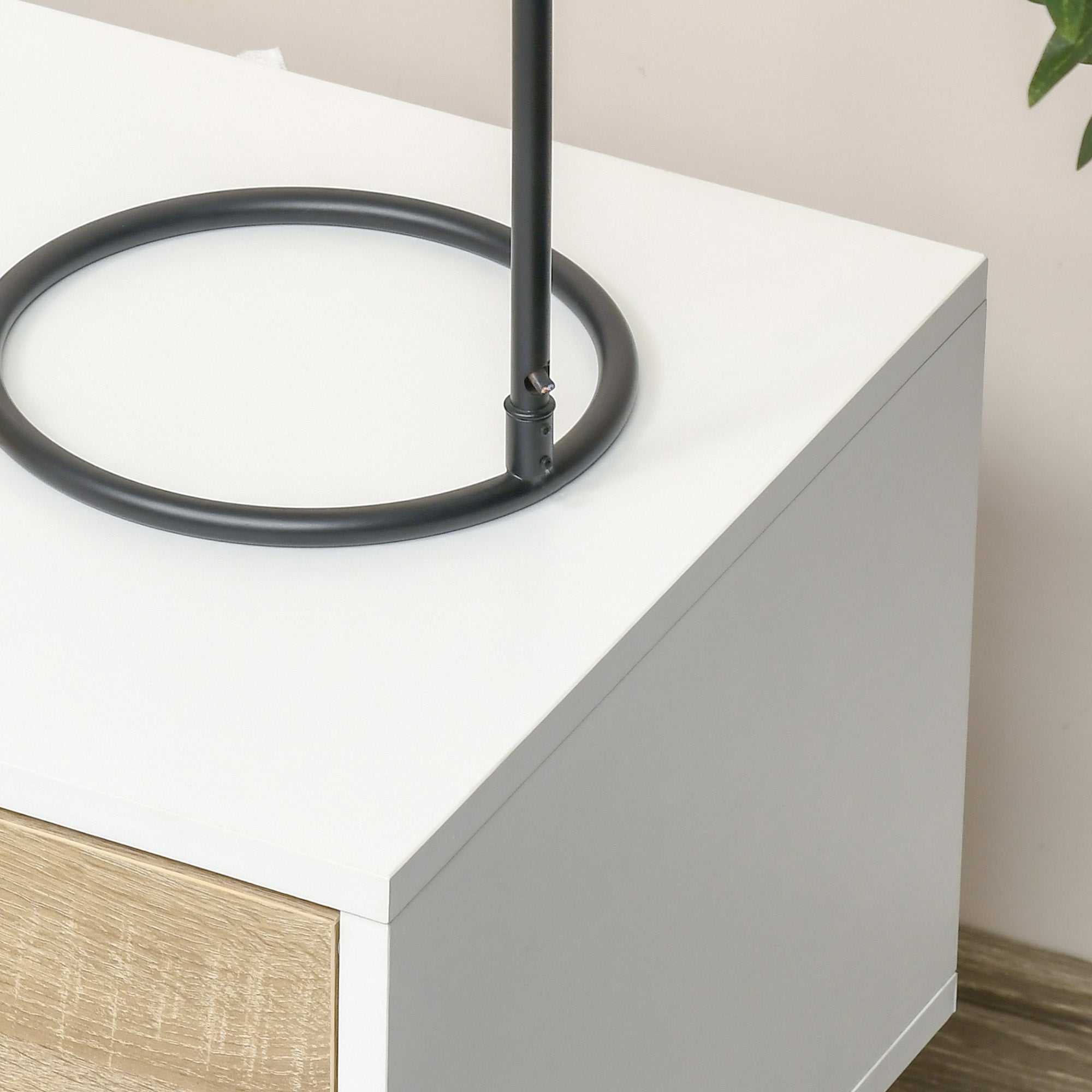Mesas de Cabeceira – 50x39x51 cm – Branco e Carvalho – MDF e Madeira Maciça