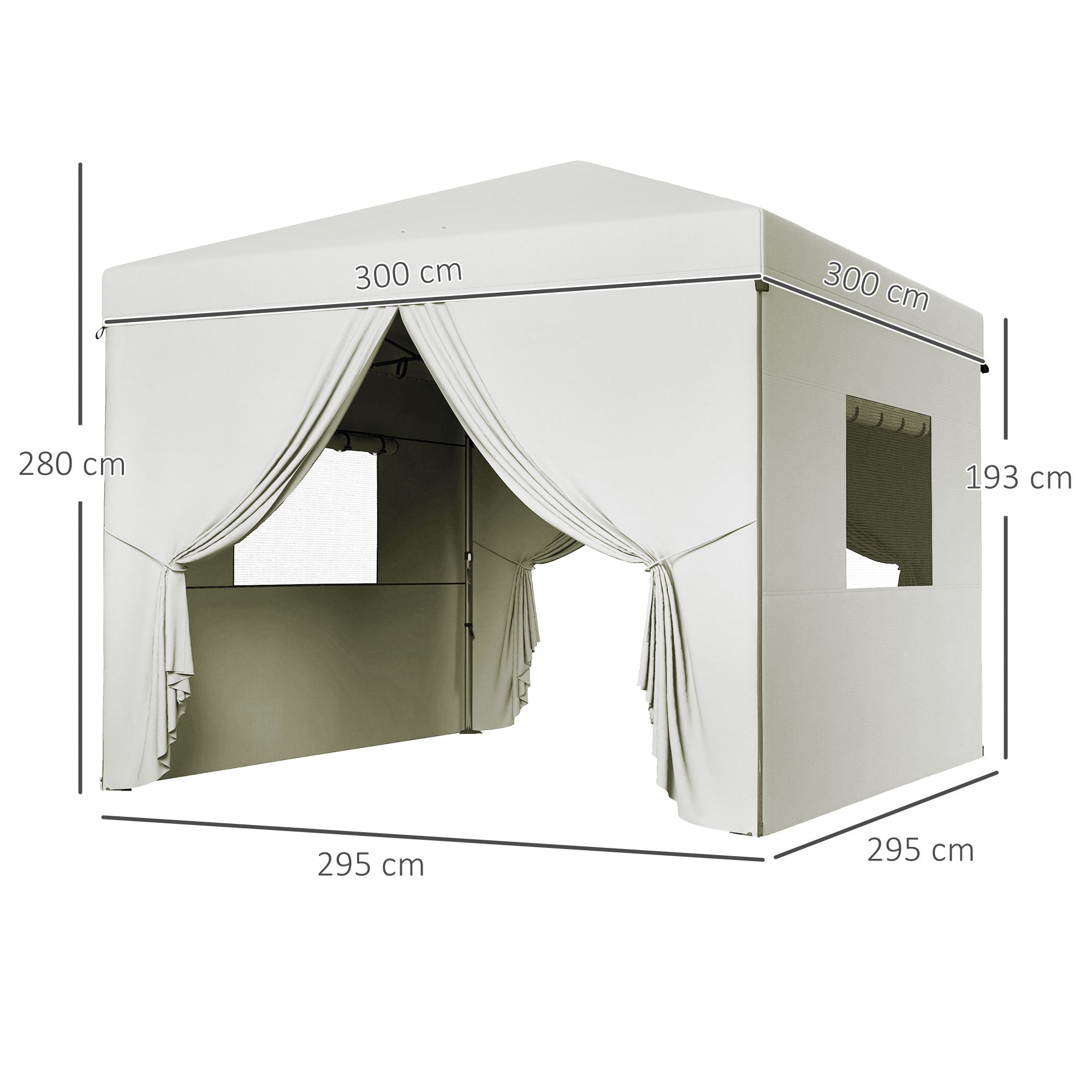 Tenda Dobrável 300x300x280 cm Branco para Eventos ao Ar Livre