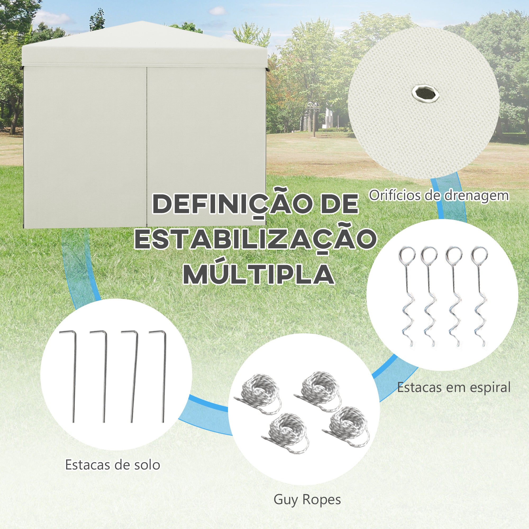 Tenda Dobrável 300x300x280 cm Branco para Eventos ao Ar Livre
