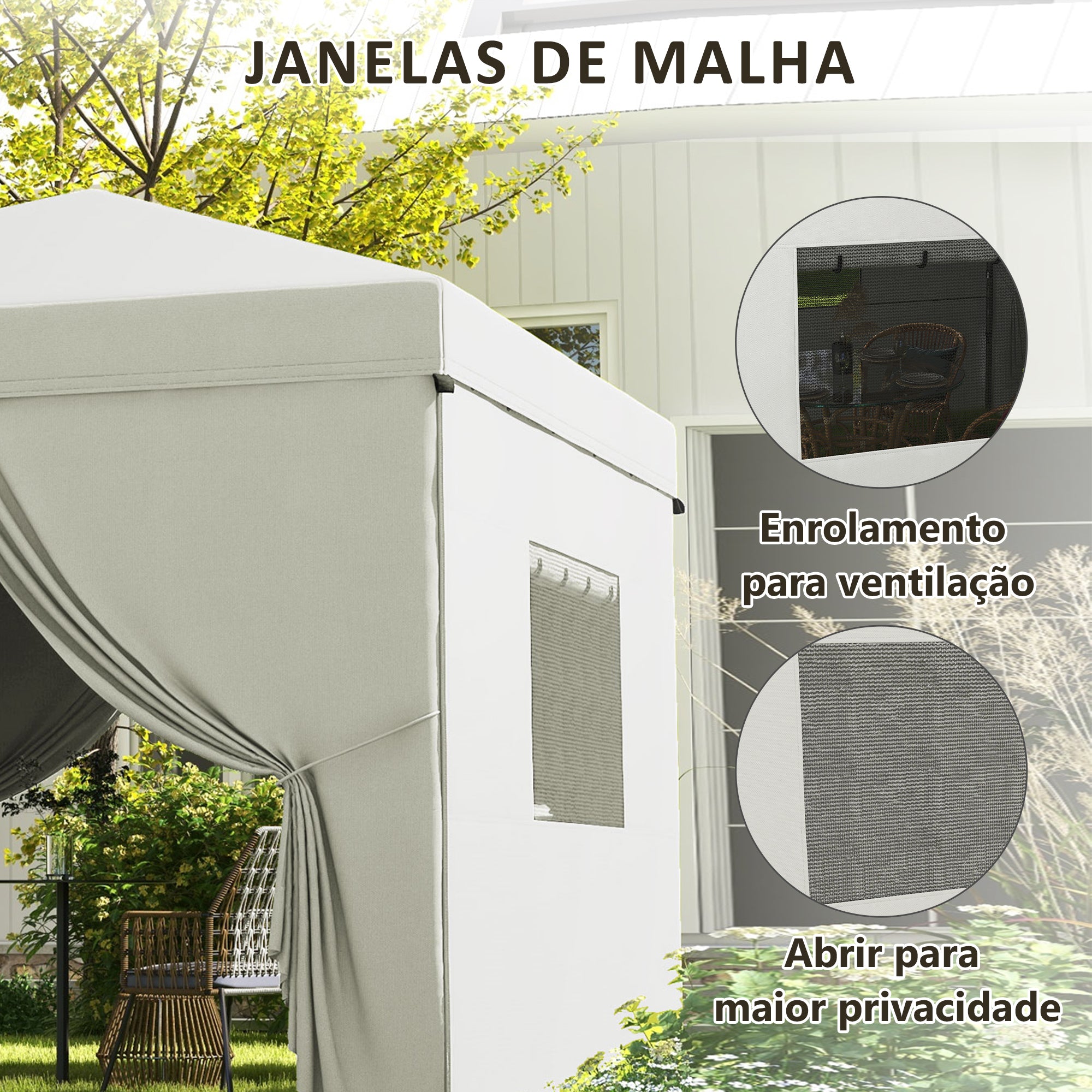 Tenda Dobrável 300x300x280 cm Branco para Eventos ao Ar Livre