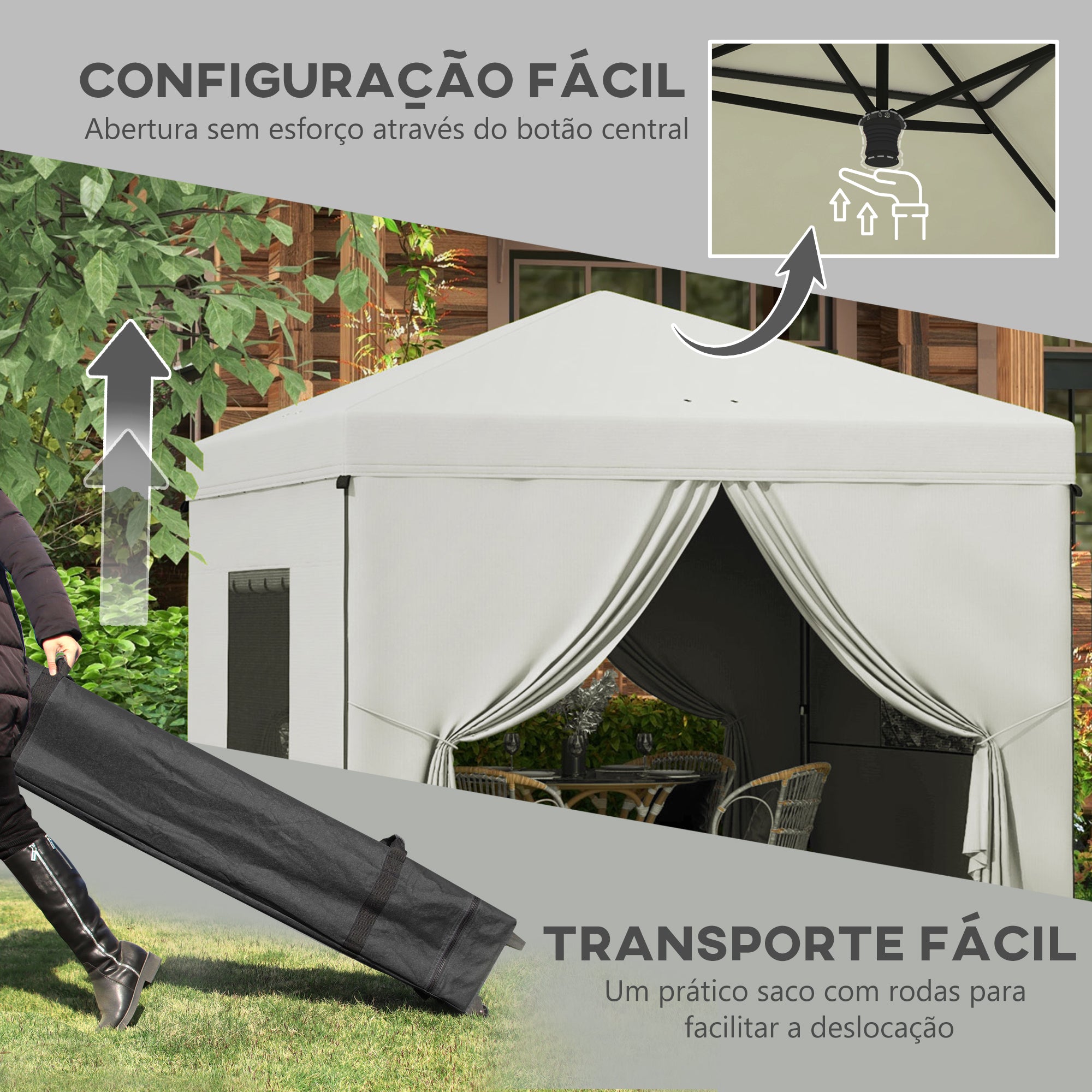 Tenda Dobrável 300x300x280 cm Branco para Eventos ao Ar Livre