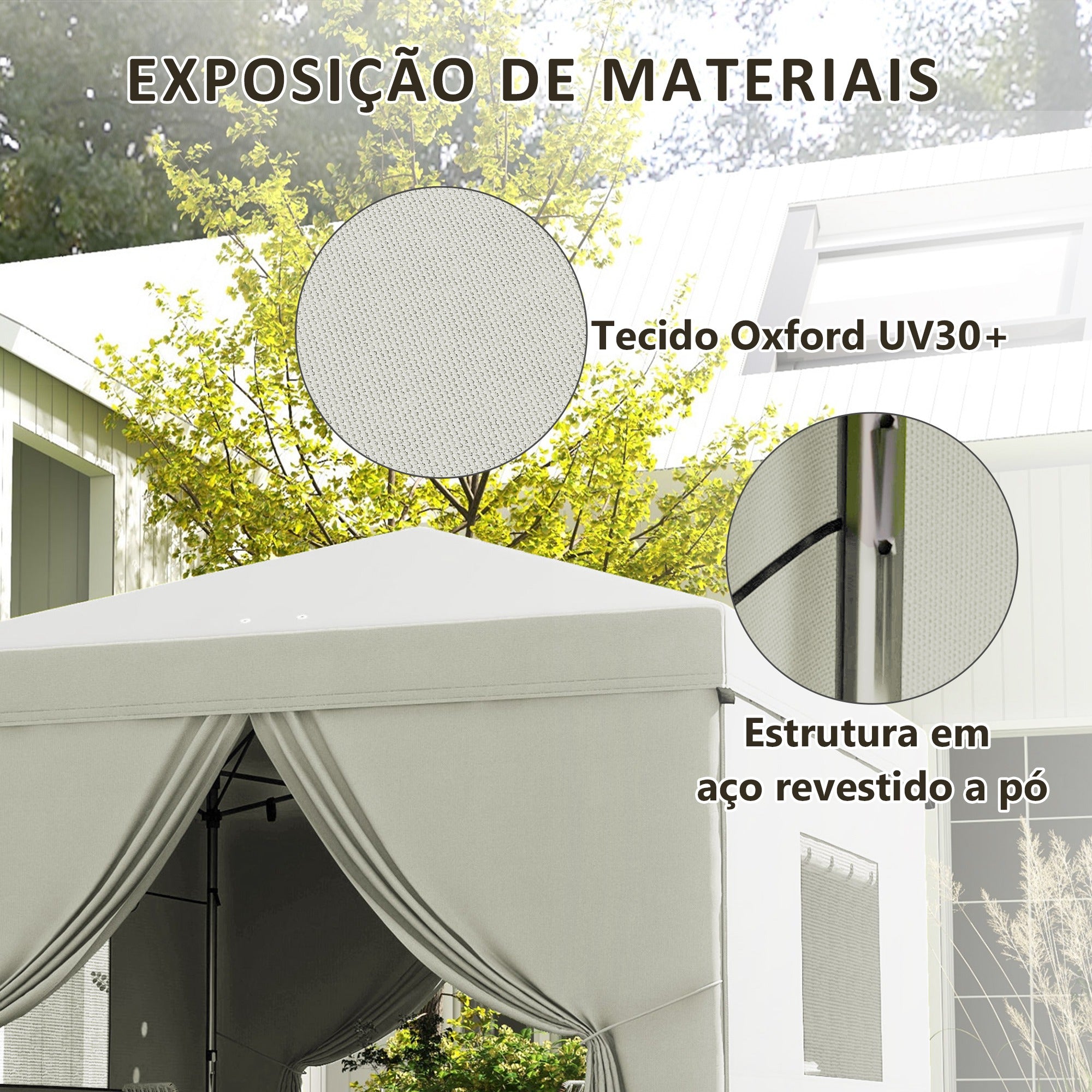 Tenda Dobrável 300x300x280 cm Branco para Eventos ao Ar Livre