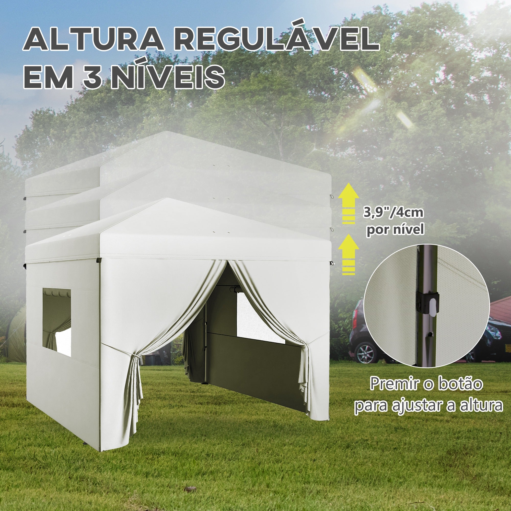 Tenda Dobrável 300x300x280 cm Branco para Eventos ao Ar Livre