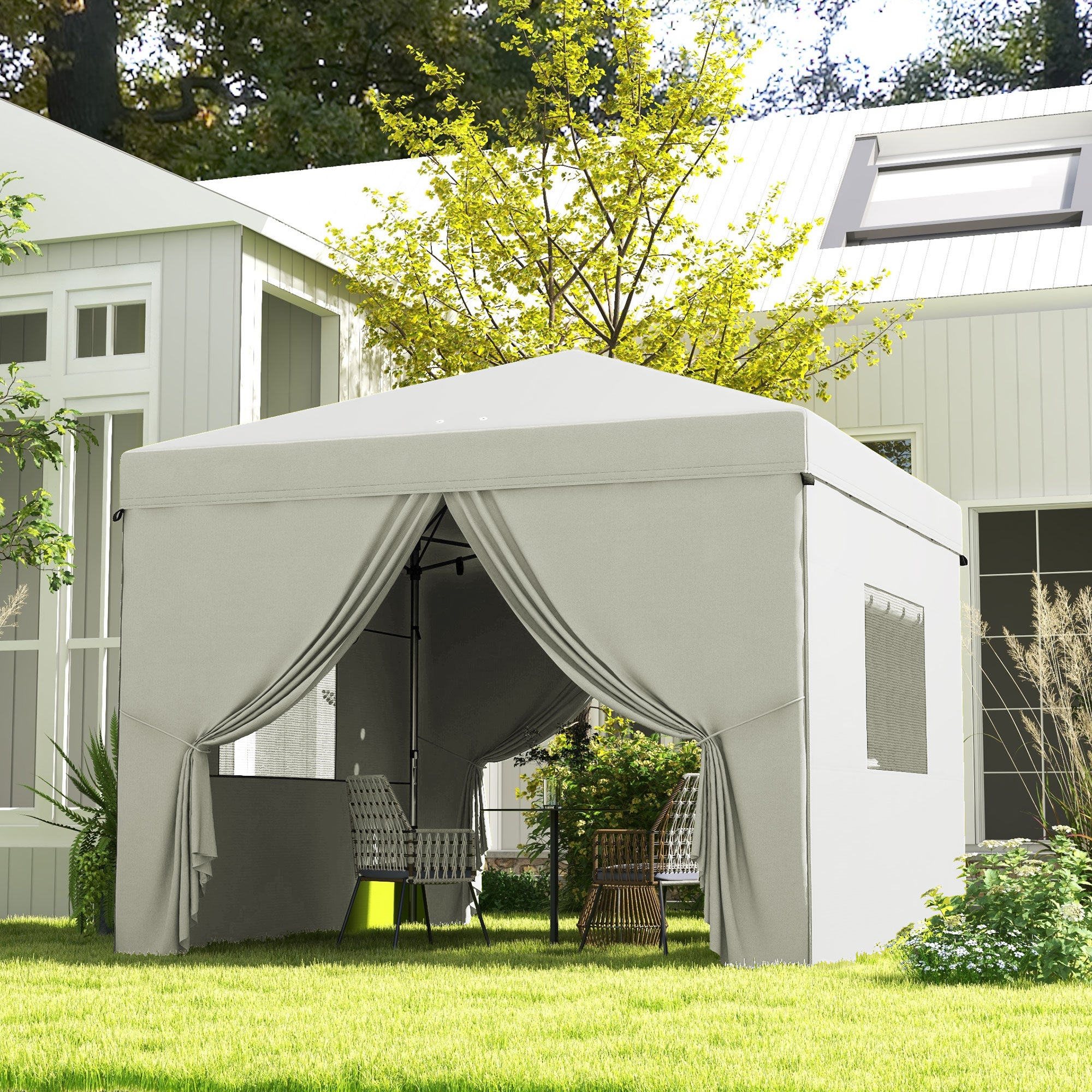 Tenda Dobrável 300x300x280 cm Branco para Eventos ao Ar Livre
