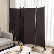 Biombo de 4 Painéis Separador de Ambientes com Rodas Telas de Privacidade Divisor para Casa Escritório 225 x 30 x 173 cm Castanho