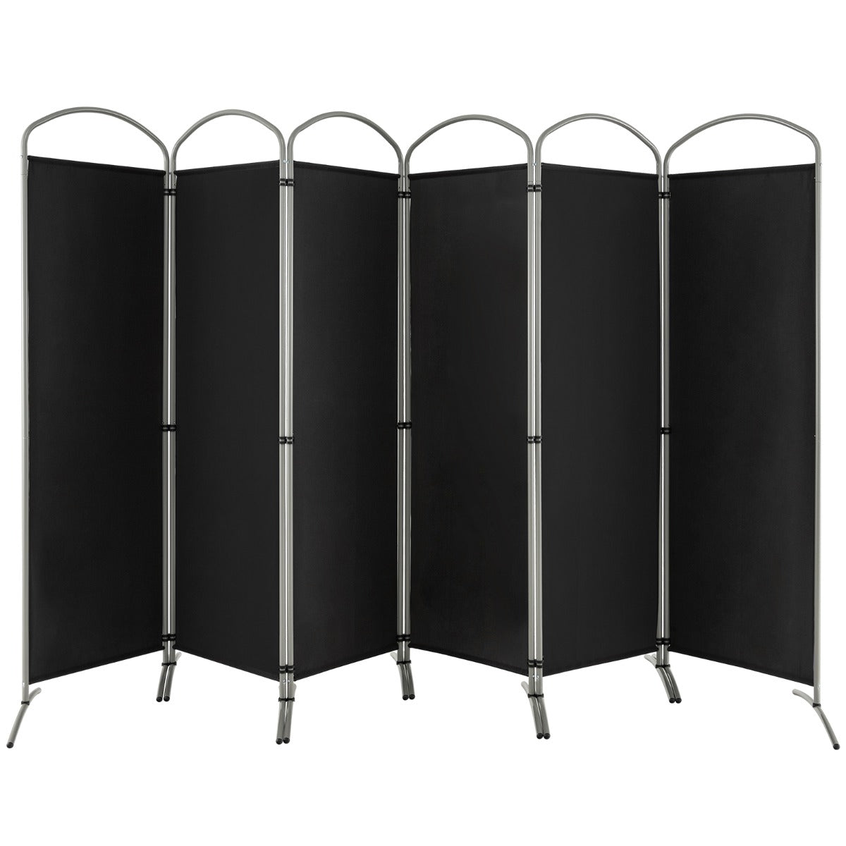 Biombo Plegable de 6 Paneles Separador de Espacios de Pantalla de Tela para Porche Oficina Sala de Estar 331 x 51 x 188 cm Negro