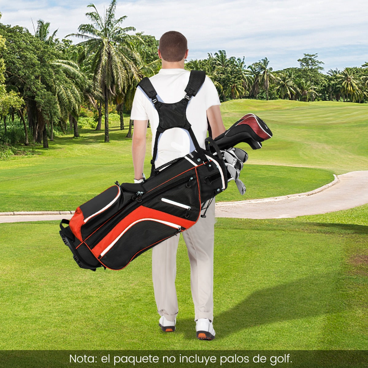 Bolsa de Golfe com Divisor Superior de 14 Direções e Suporte Leve com Alças Duplas para os Ombros 6 Bolsos com Fecho de Correr Vermelho