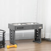 Comedouro Elevado para Cães com 2 Tigelas de Aço Inoxidável – 44x27.7x28cm – Cinzento