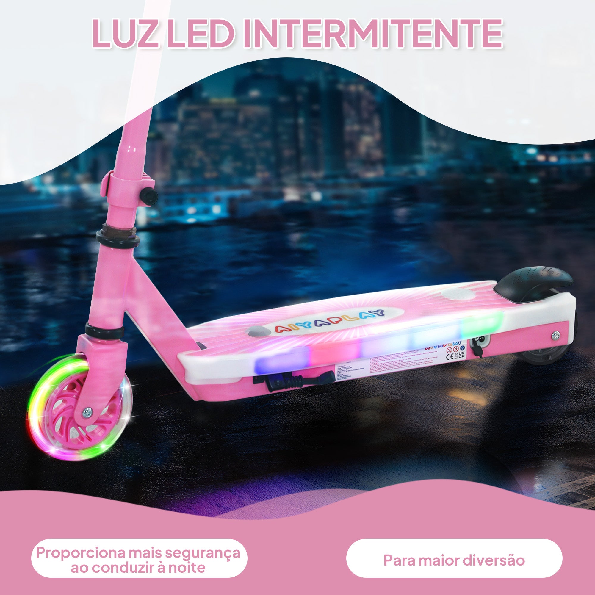 Trotinete Elétrica para Crianças 4-7 Anos - Rosa (68x46x83 cm)