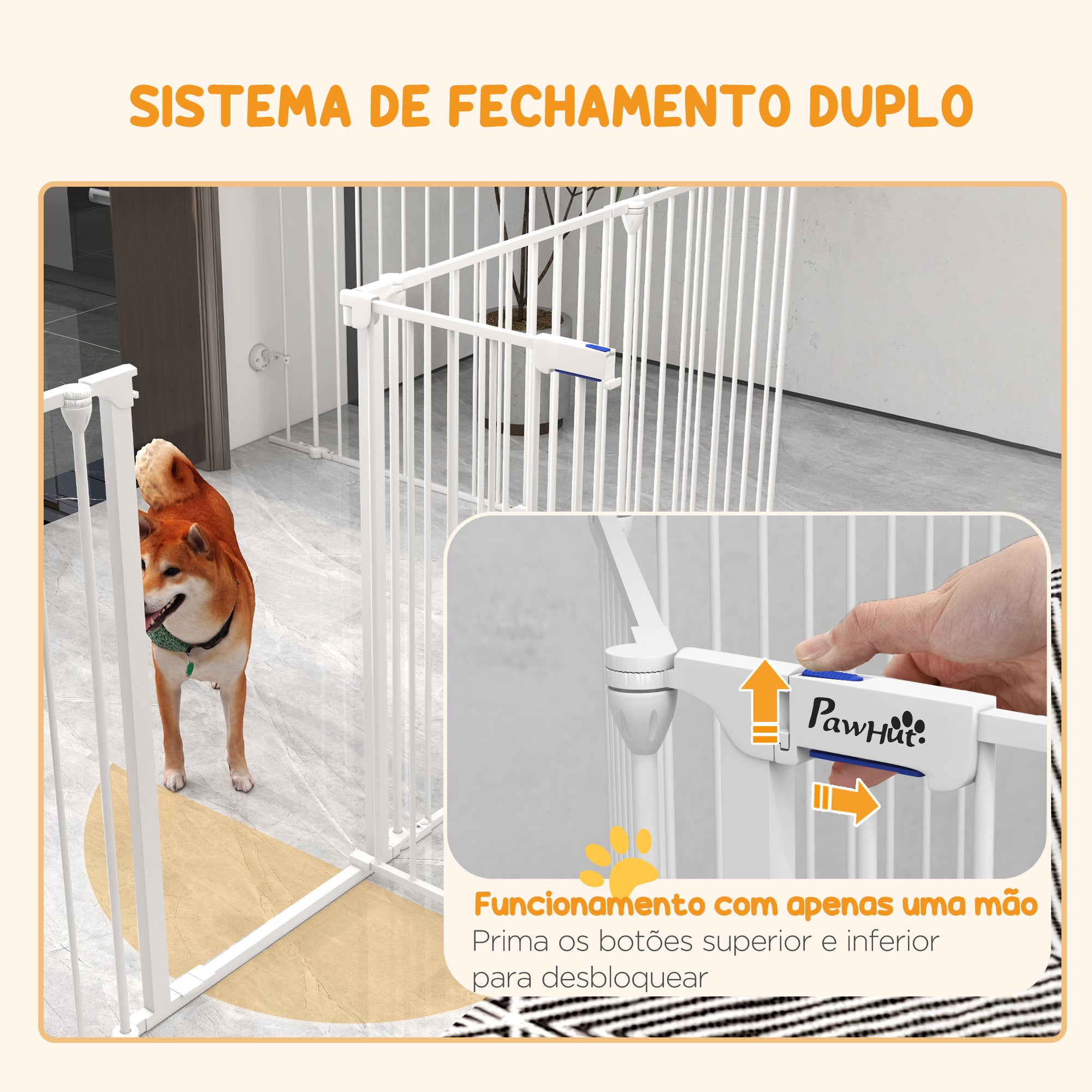 Parque para Animais de Estimação – 154x154x90 cm – Branco – Aço e plástico PA6
