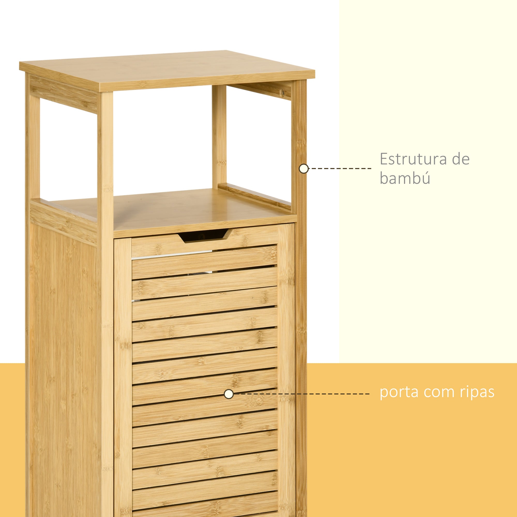 Cesto para Roupa de Bambú – 40x30x86.5 – Natural – Bambu