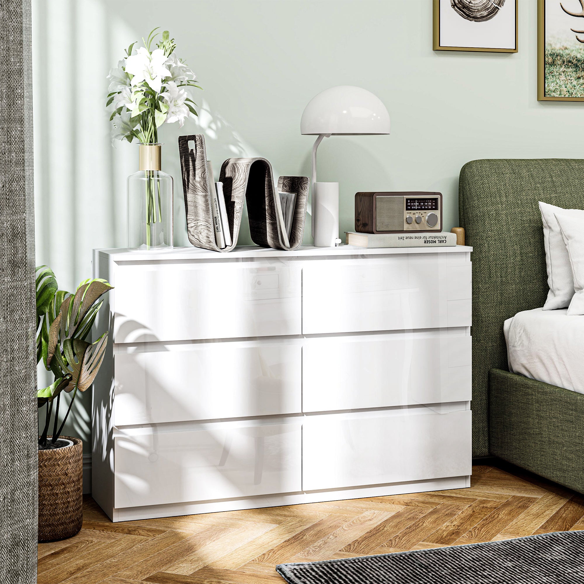 Cómoda de Madeira – 112x34x75 cm – Branco Brilhante