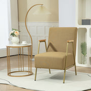 Poltrona Individual Castanha 62x81x92 cm - Estilo Moderno - Estrutura em Aço Dourado