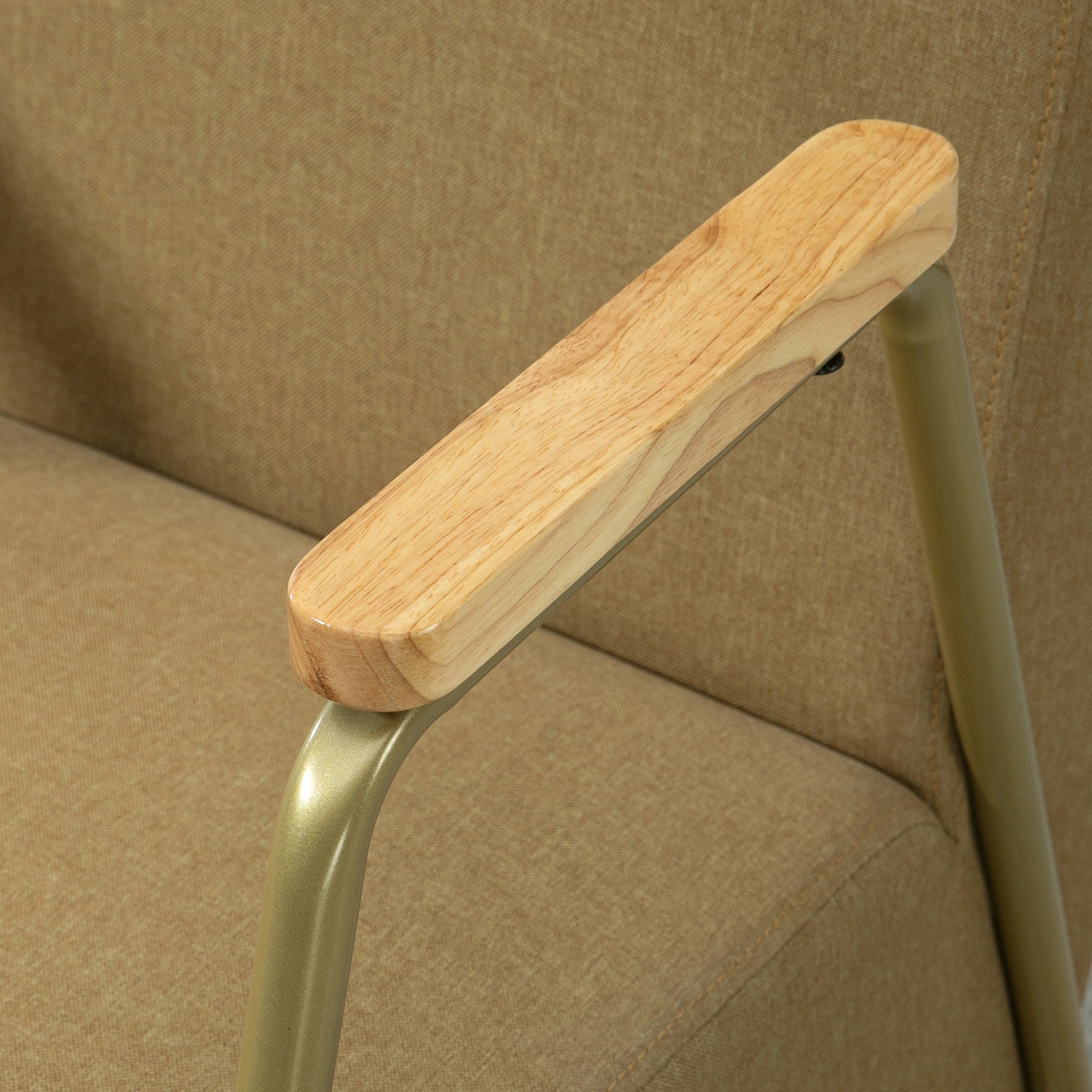 Poltrona Individual Castanha 62x81x92 cm - Estilo Moderno - Estrutura em Aço Dourado