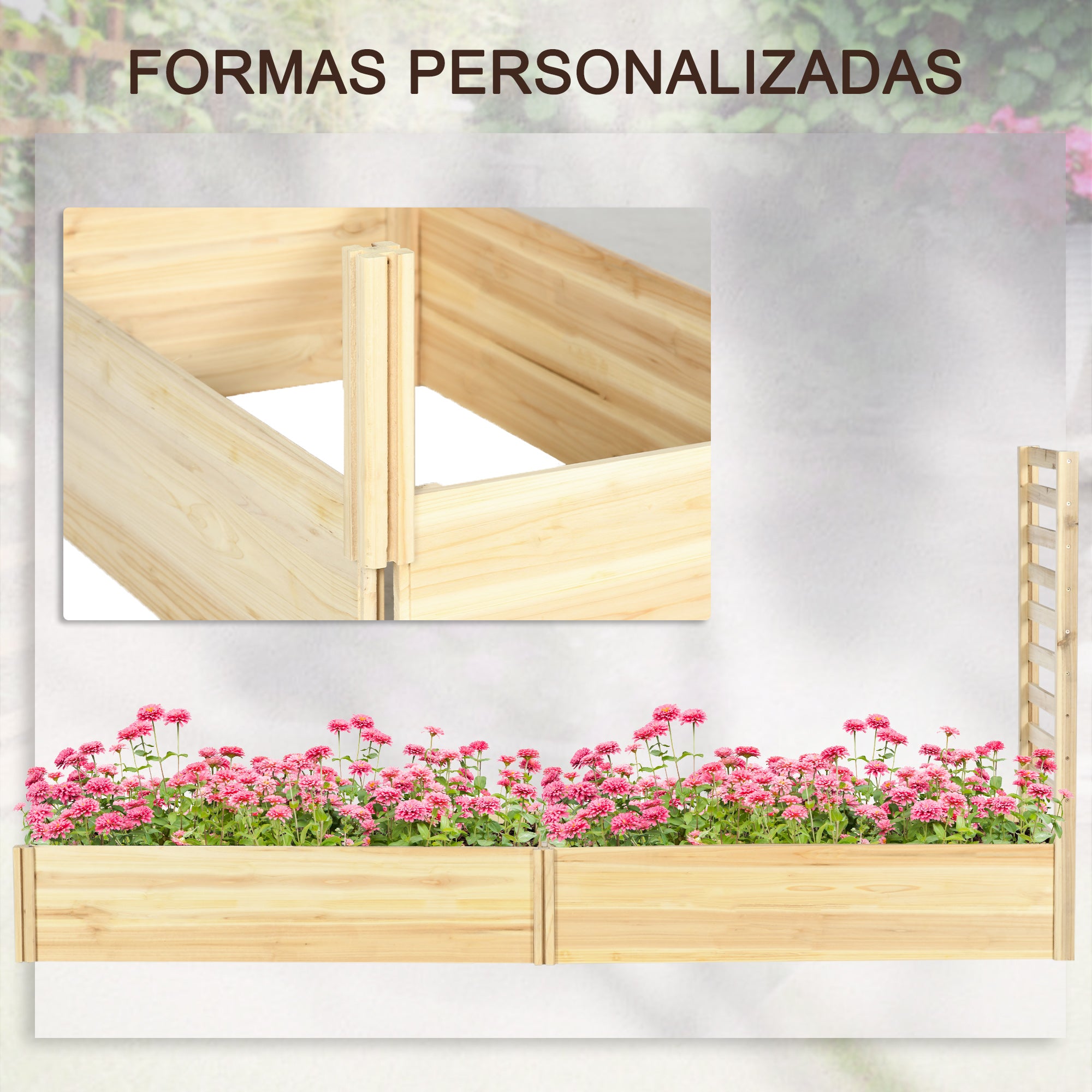 Floreira de Madeira Natural 230x60x110 cm - Ideal para Plantas Trepadeiras