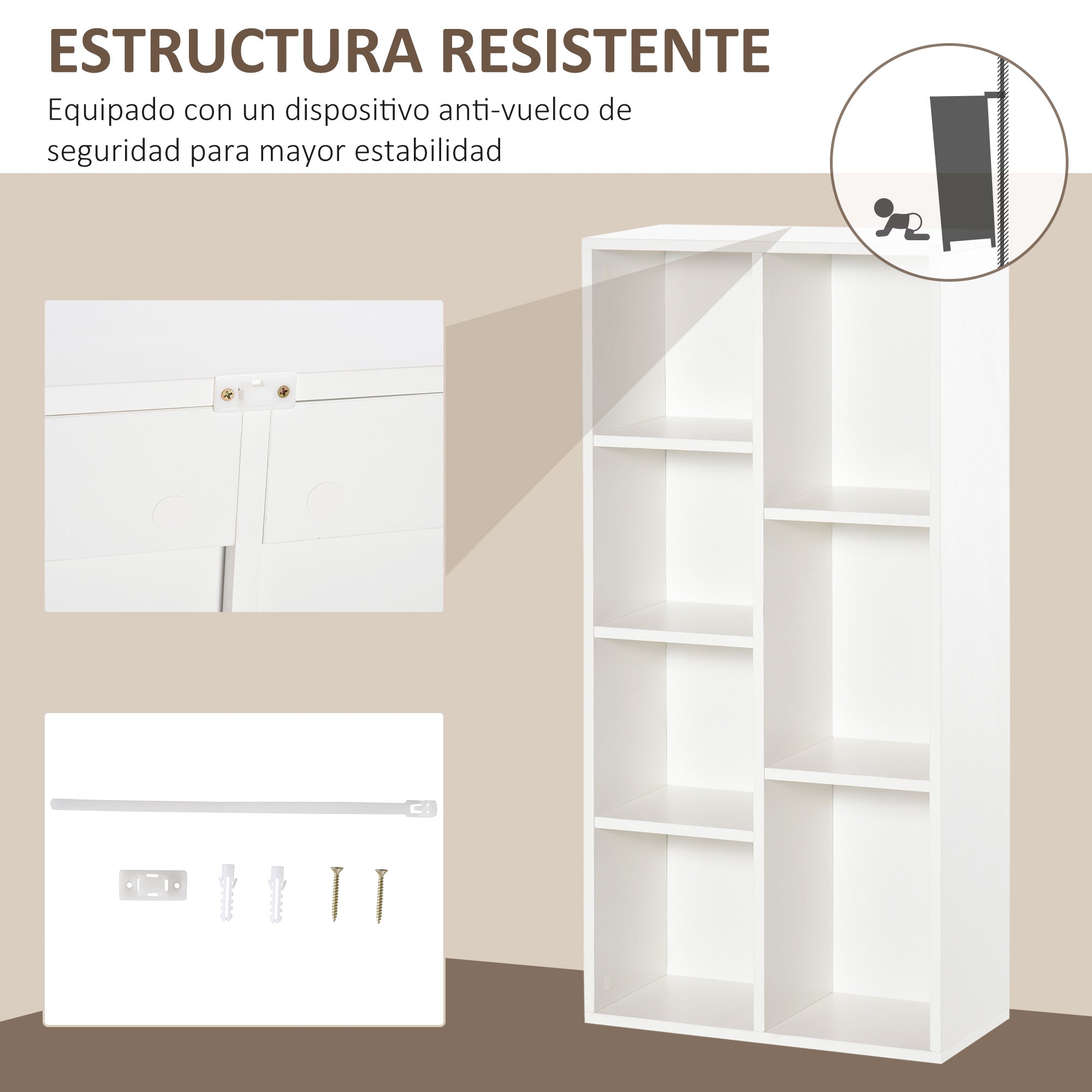 Estante de Madeira com 7 Compartimentos 50x24x106cm - Branco