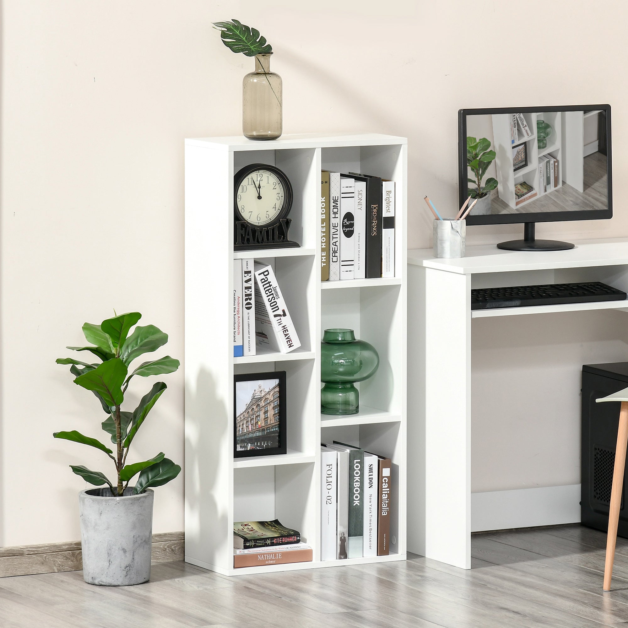 Estante de Madeira com 7 Compartimentos 50x24x106cm - Branco