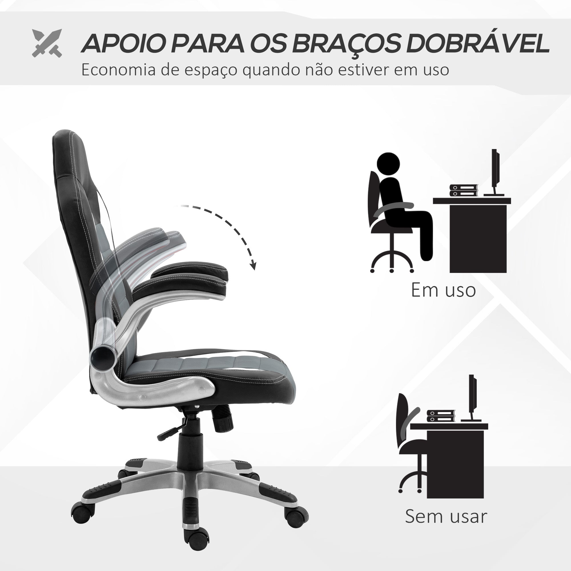 Cadeira de Escritório Ergonômica Cinza 65x69x112-122 cm