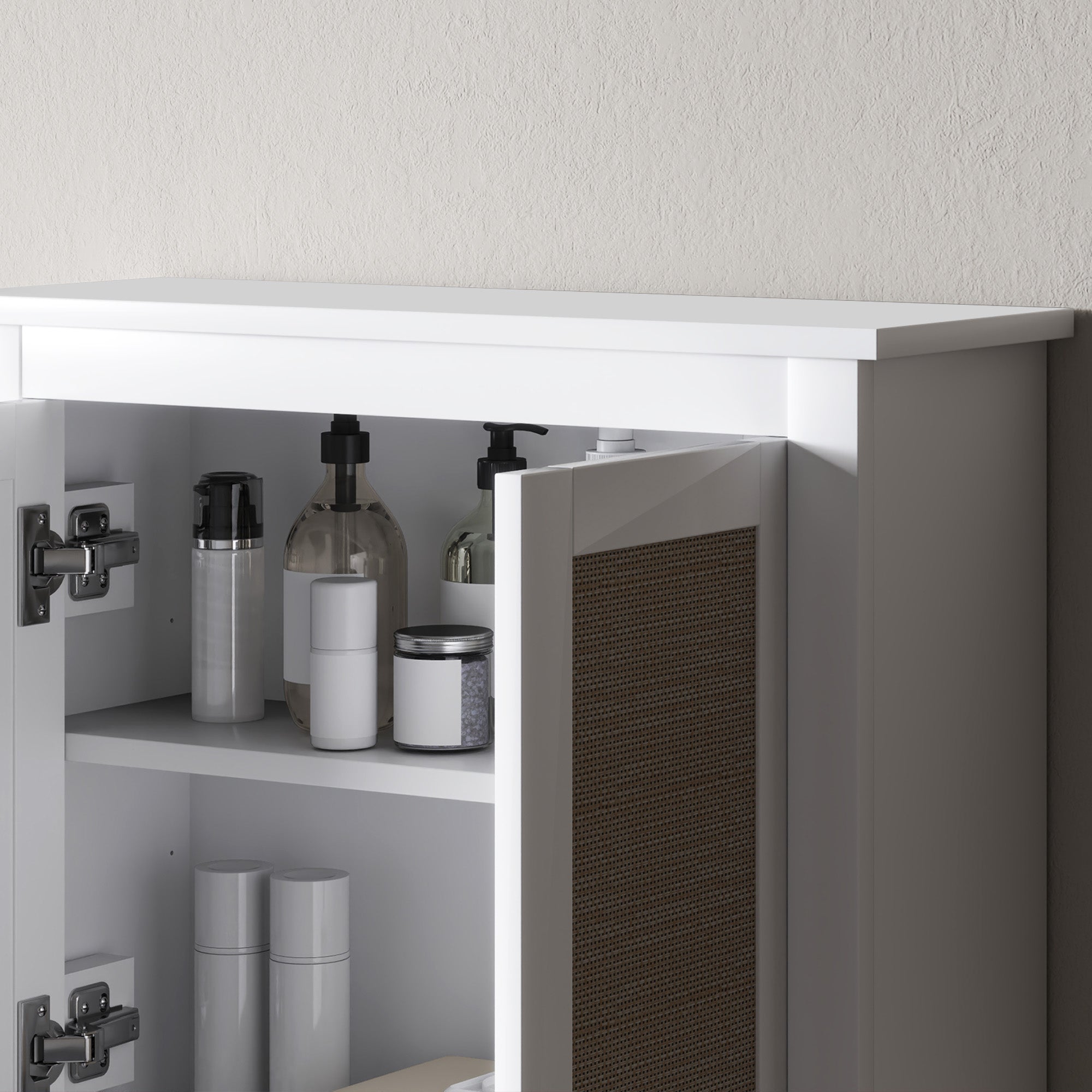 Armário de Parede – 60x19,5x49,4 cm – Branco – Melamina e Vime