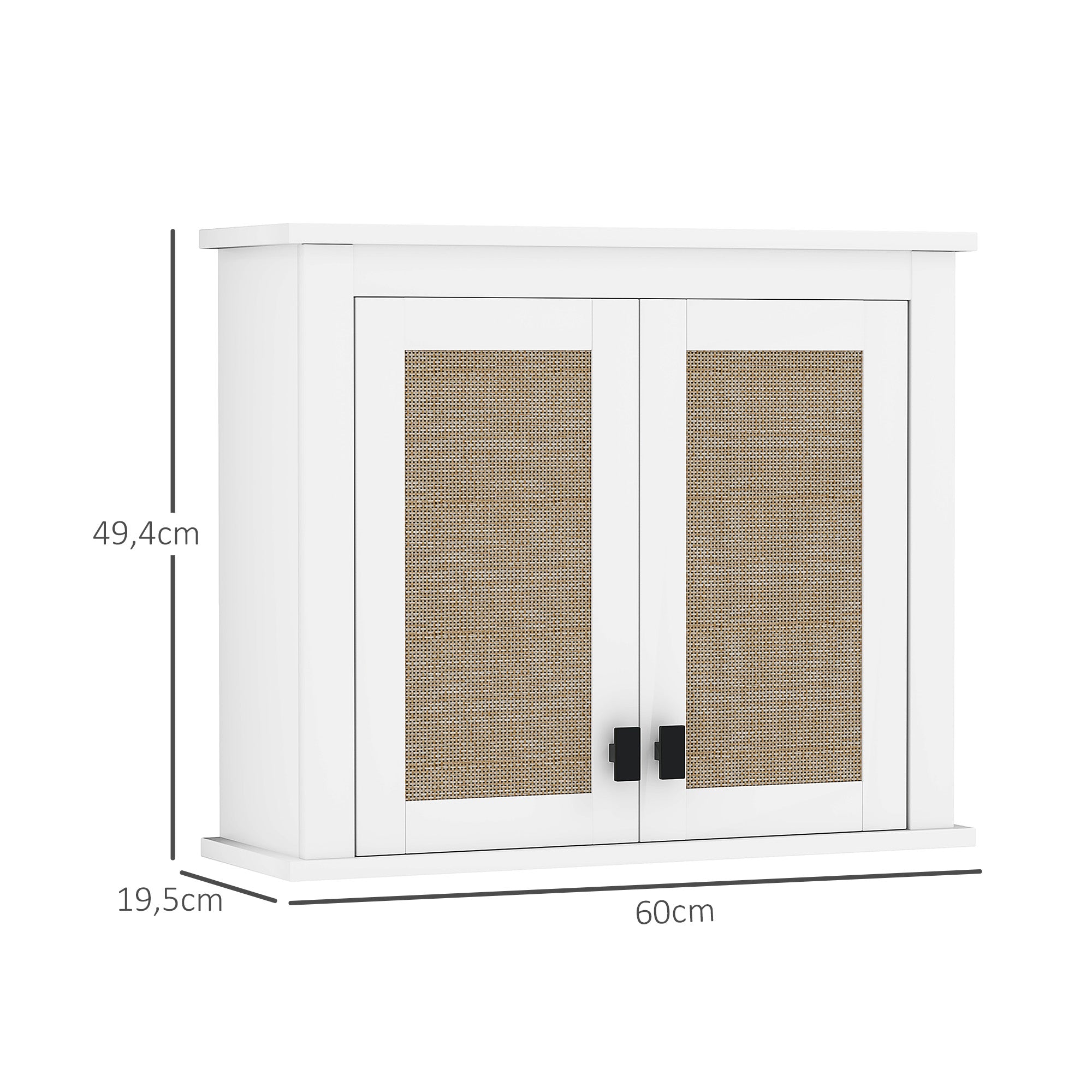 Armário de Parede – 60x19,5x49,4 cm – Branco – Melamina e Vime