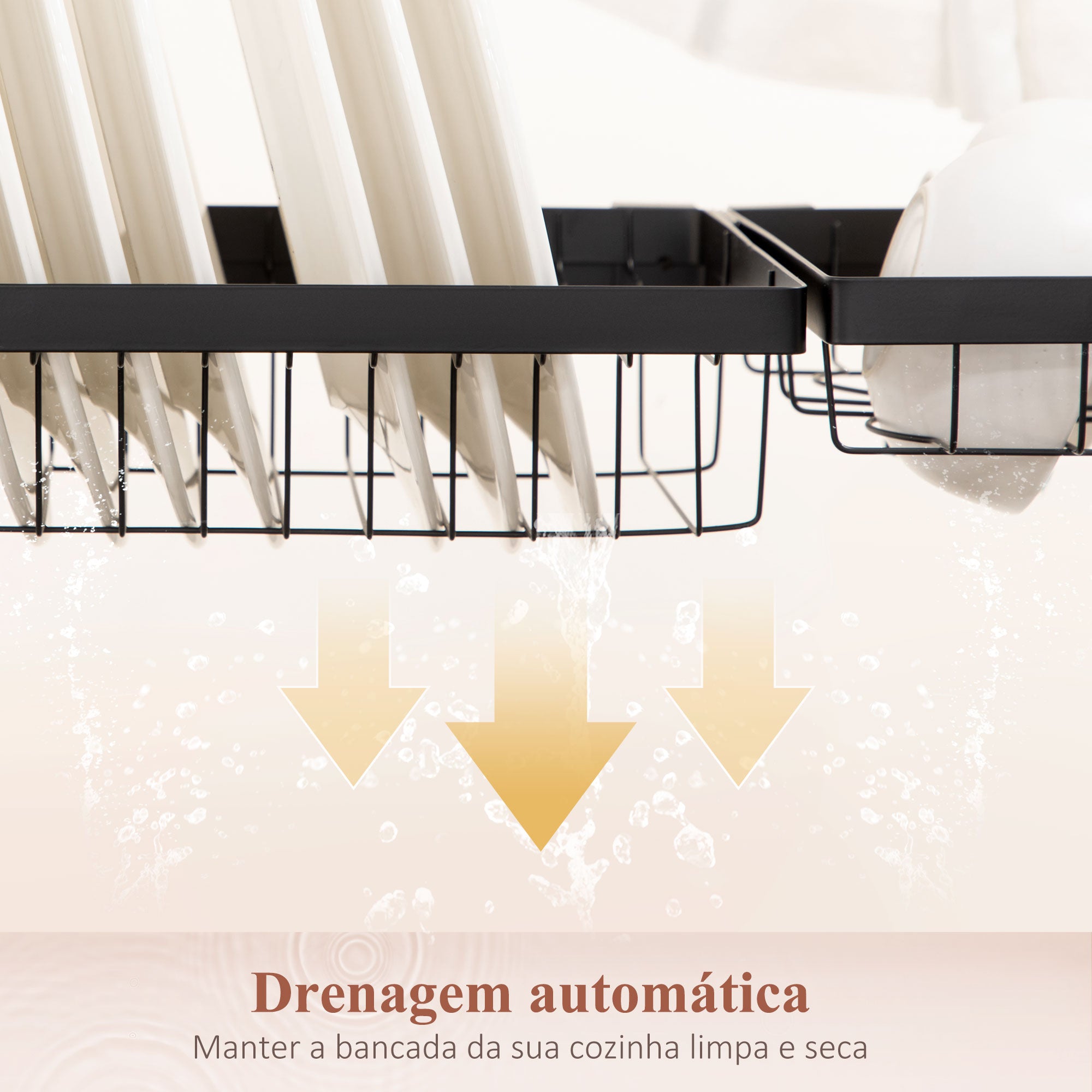 Escorredor de Louça 2 Níveis – 65x31,5x52,5cm – Preto – Aço