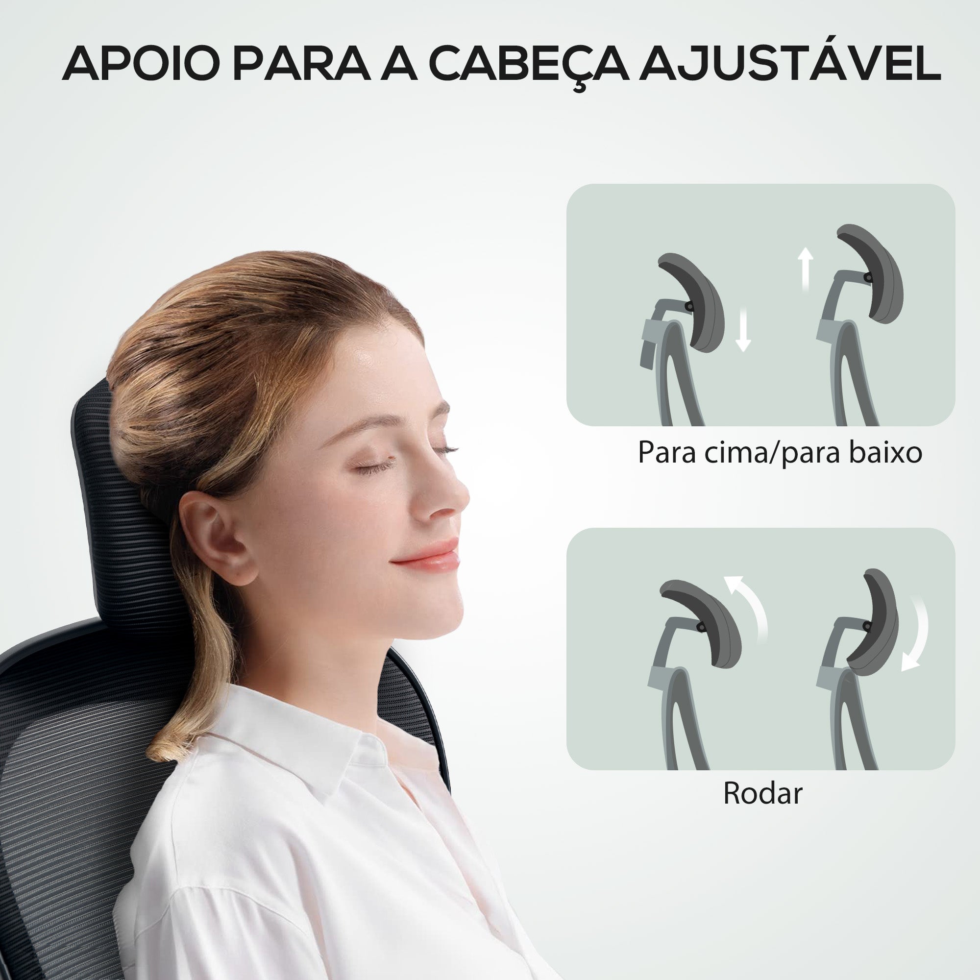 Cadeira de Escritório em Malha Transpirável – 58x63x115-125 cm – Preto – Poliester