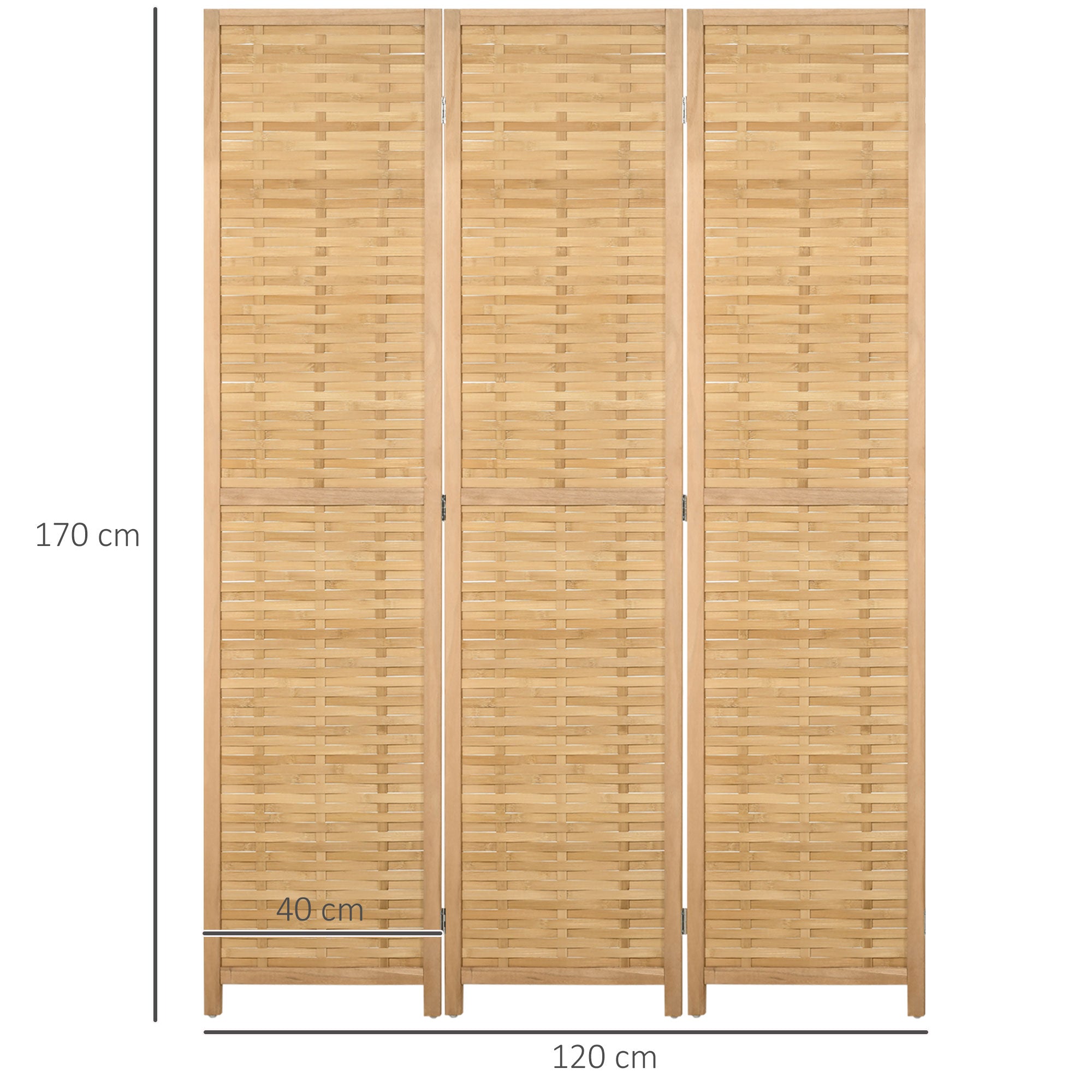 Biombo – 120x1,8x170 cm – Cor de Madeira Natural – Bambu