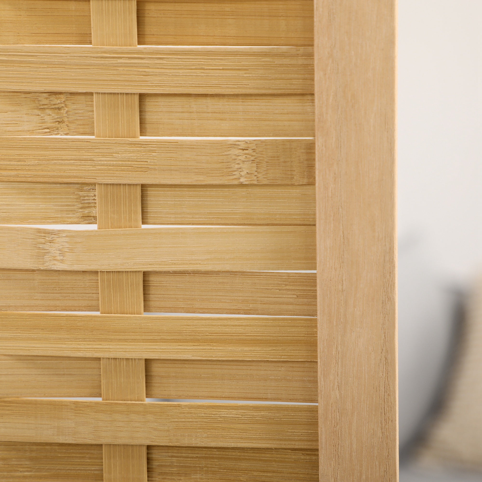 Biombo – 120x1,8x170 cm – Cor de Madeira Natural – Bambu