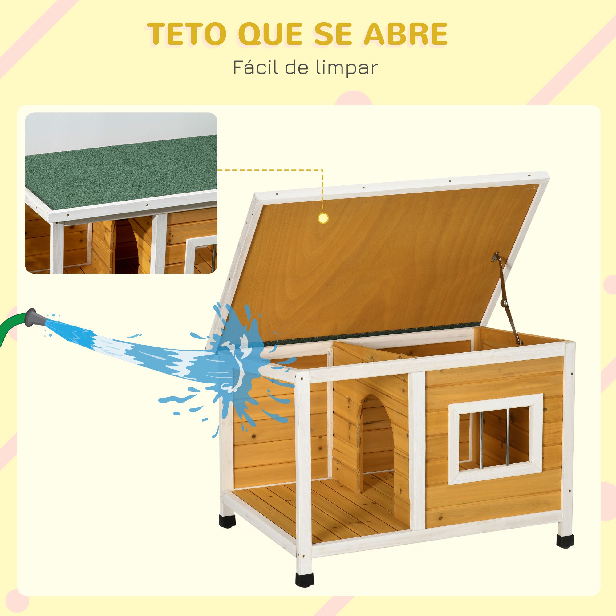 Casa para Cães de Madeira – 85,5x62x60cm – Cor de Madeira Natural