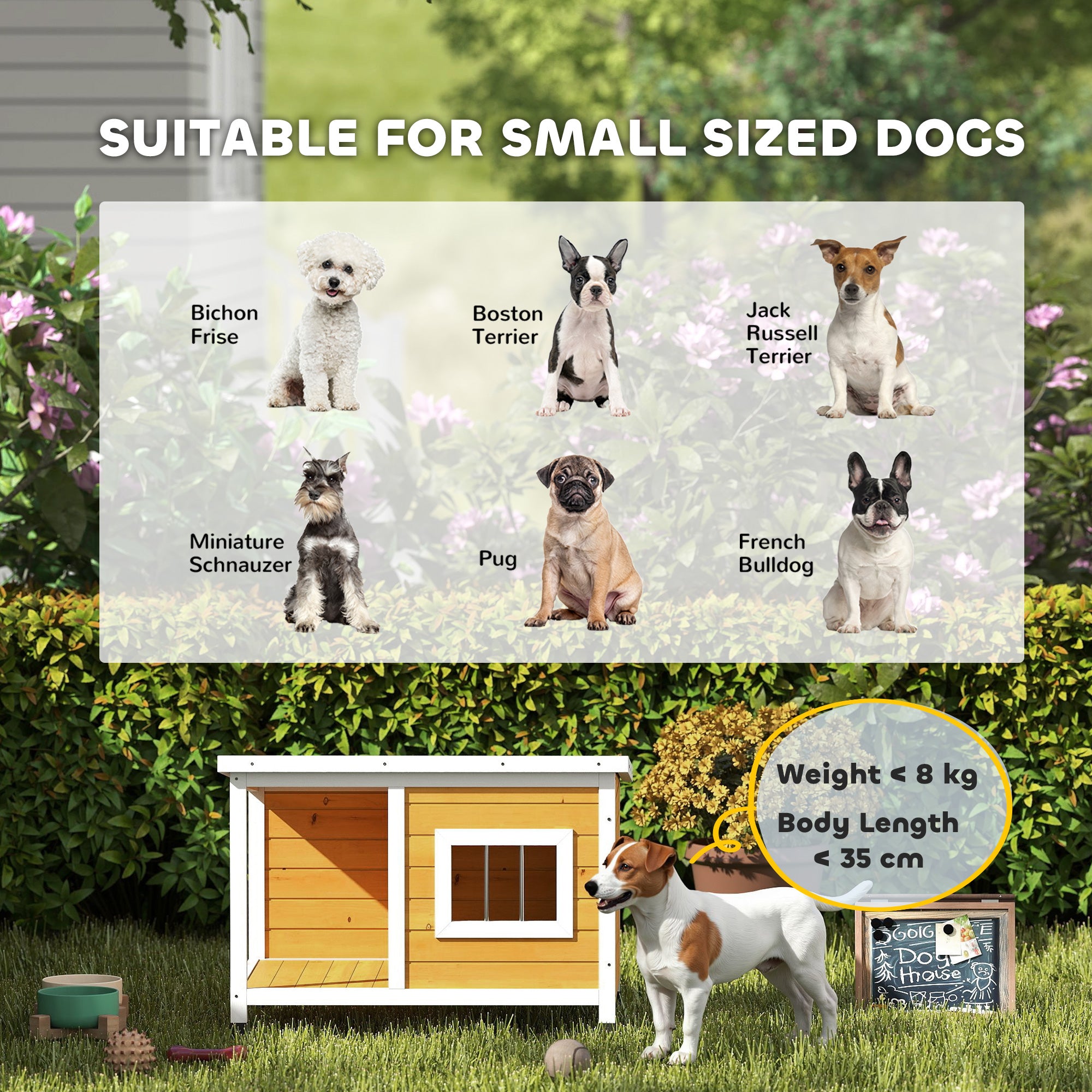 Casa para Cães de Madeira – 85,5x62x60cm – Cor de Madeira Natural