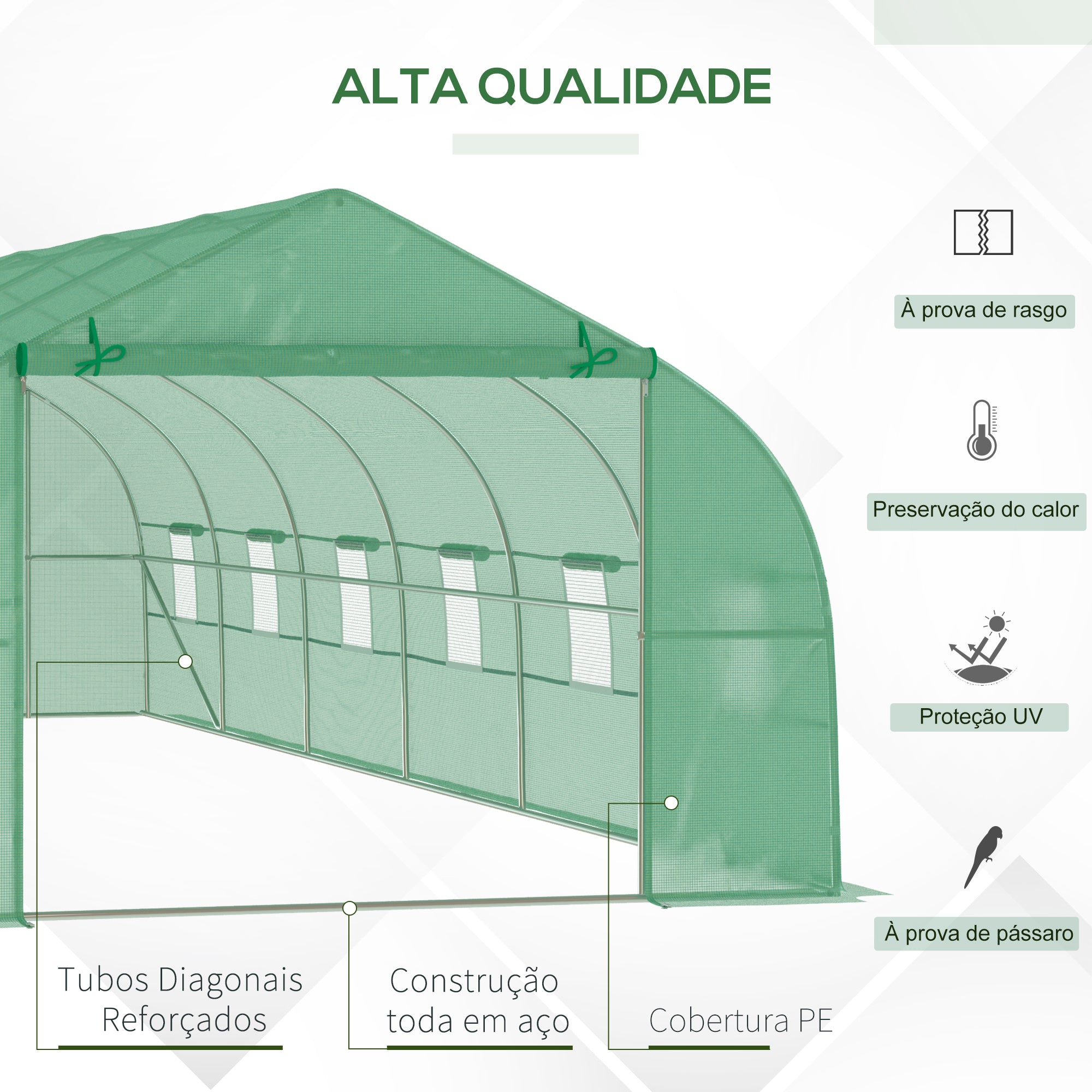 Estufa Tipo Túnel 800x300x200cm Verde
