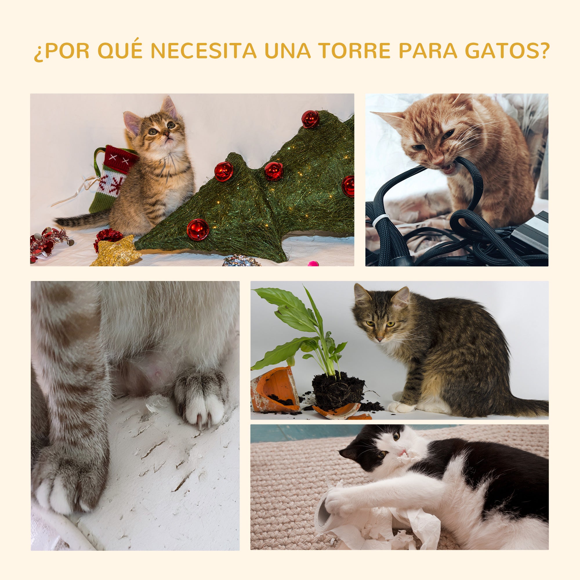 Árvore Arranhador para Gatos Cinza Escuro 60x45x260 cm - Múltiplas Plataformas e Escadas