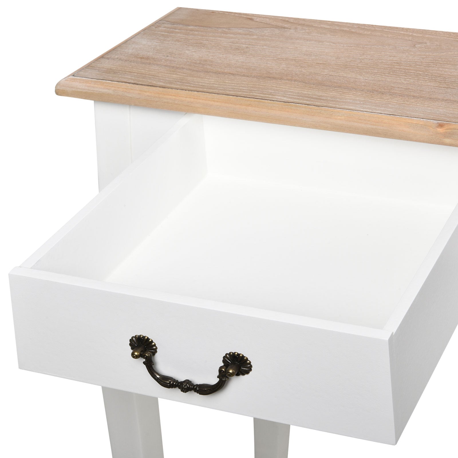 Mesa Consola com 2 Gavetas 87x34x78,5cm Branco e Madeira