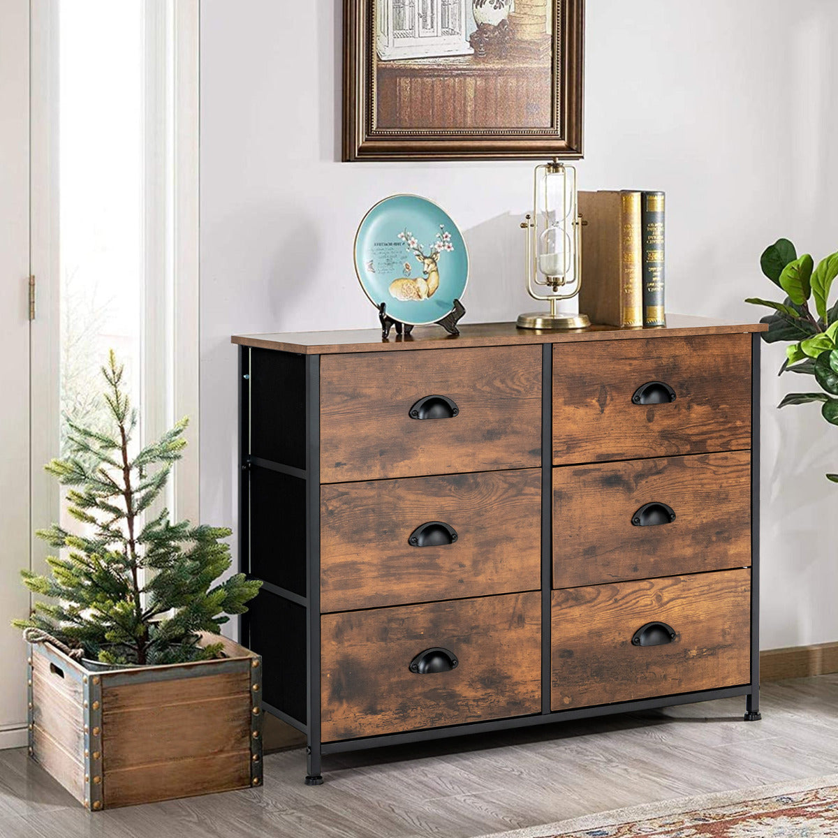 Cómoda Organizadora 6 Gavetas – 80 x 30 x 63 cm – Castanho – Aço