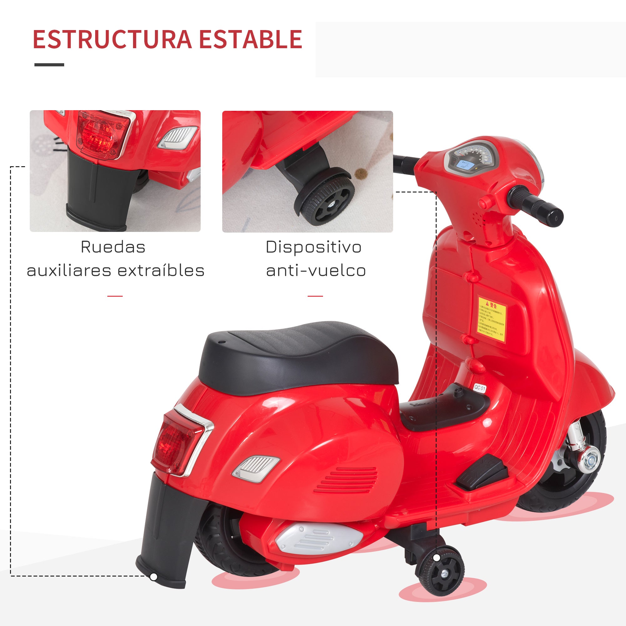 Mota Elétrica Infantil Licenciada - 66,5x38x52 cm - Vermelho