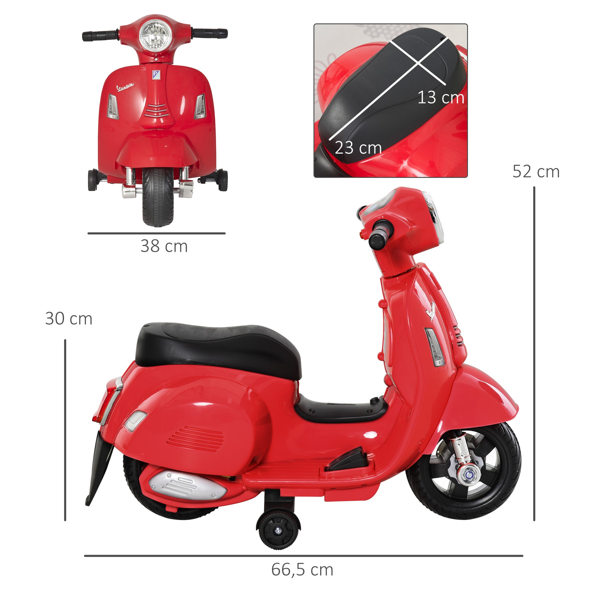 Mota Elétrica Infantil Licenciada - 66,5x38x52 cm - Vermelho